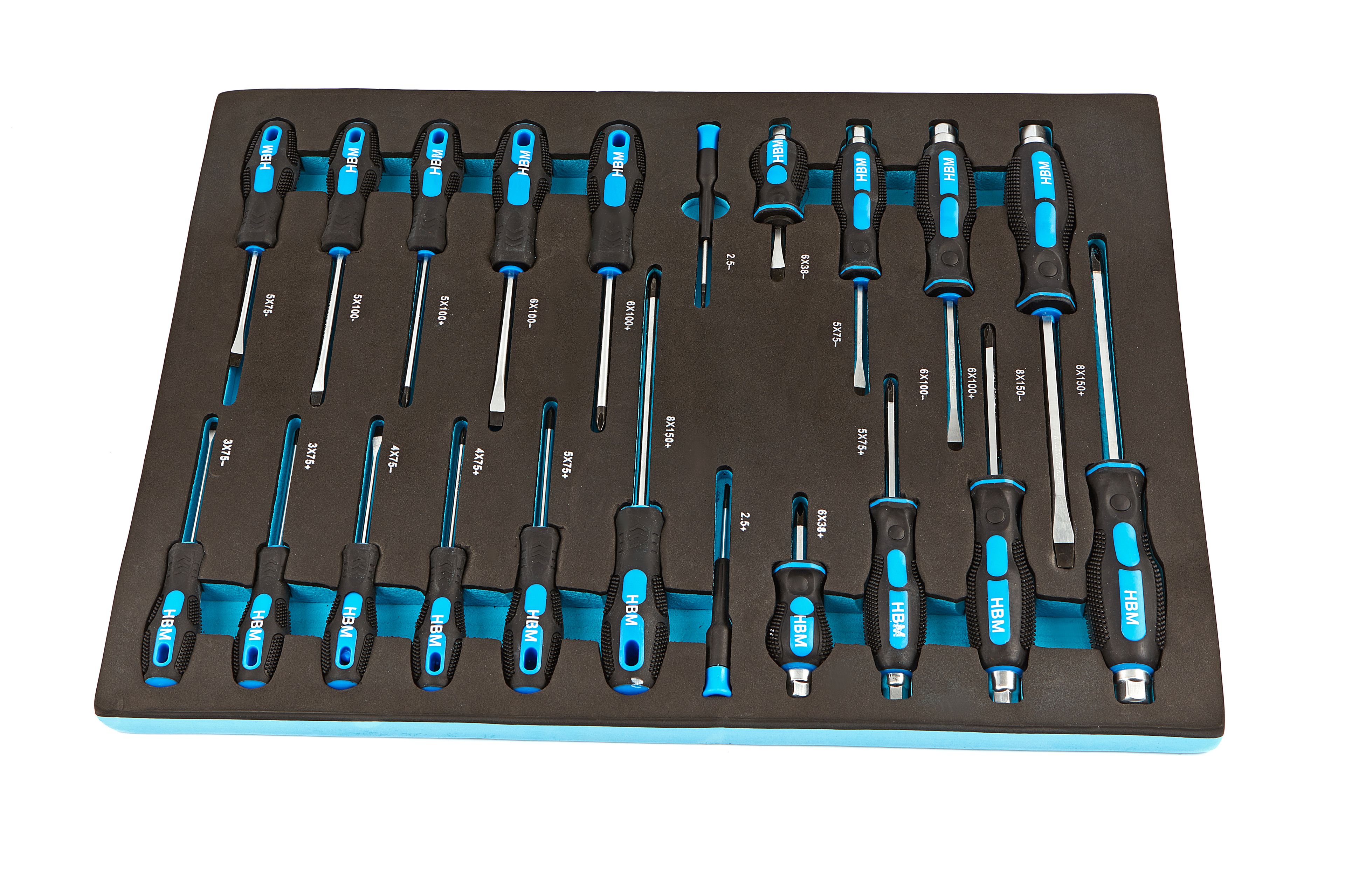 HBM 21 Delige Schroevendraaierset Foam inlay voor Gereedschapswagen