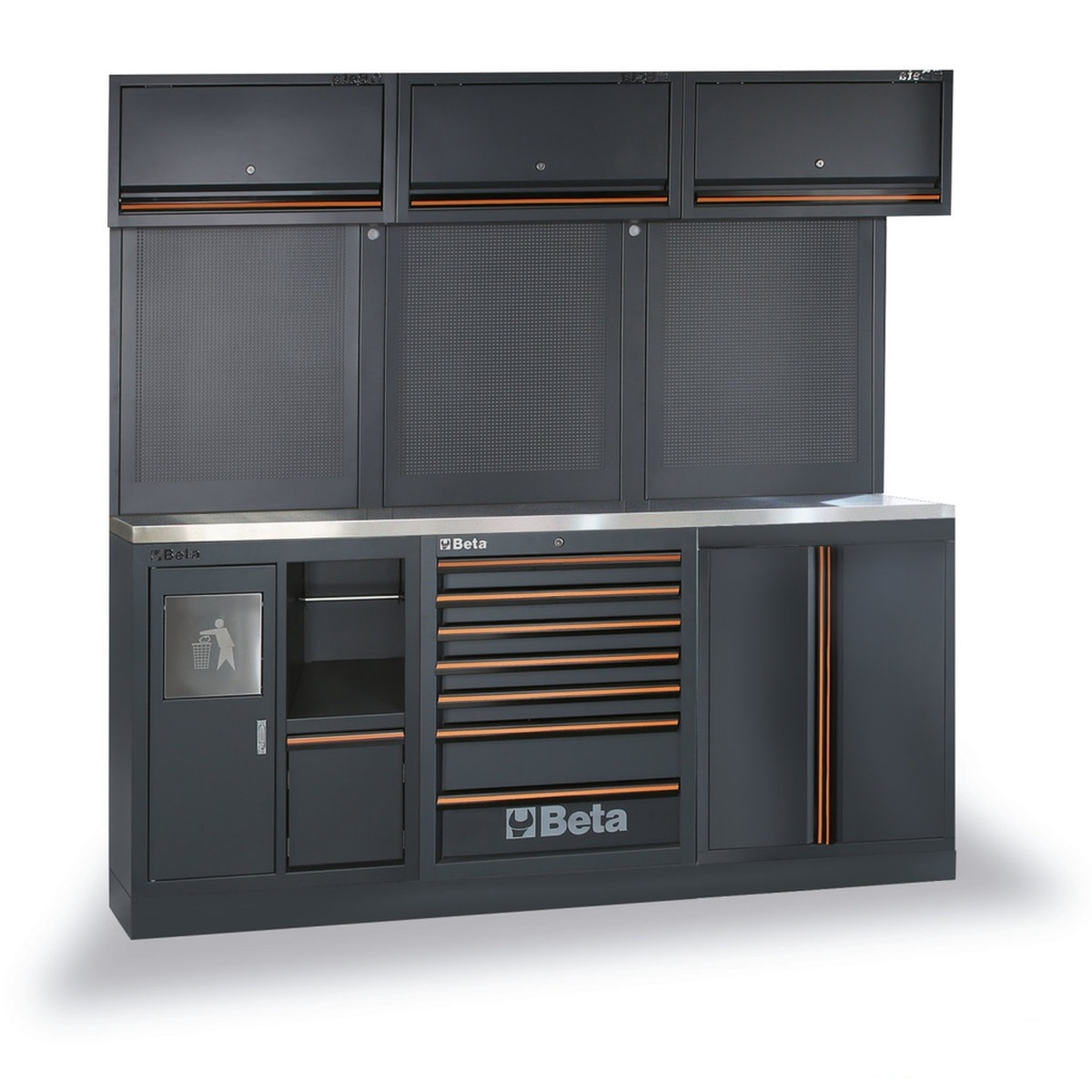Beta equipamiento de taller, encimera de acero inoxidable, 157 piezas, C45PRO 2.0 AX/157UT