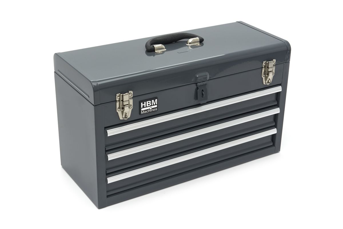 Caja de herramientas HBM con 3 cajones, gris