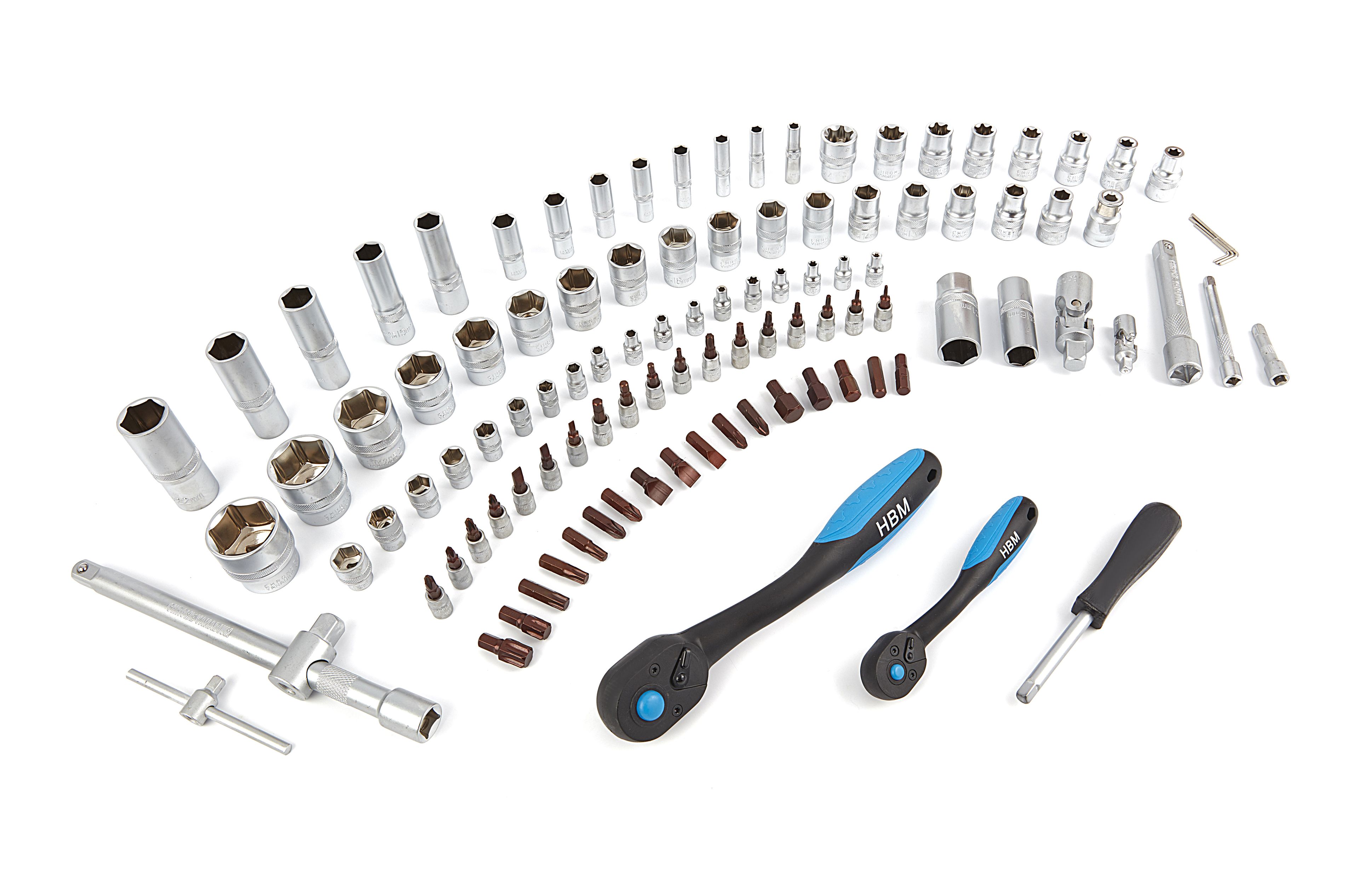 HBM Set di bussole professionali da 108 pezzi con cricchetti premium Image 4