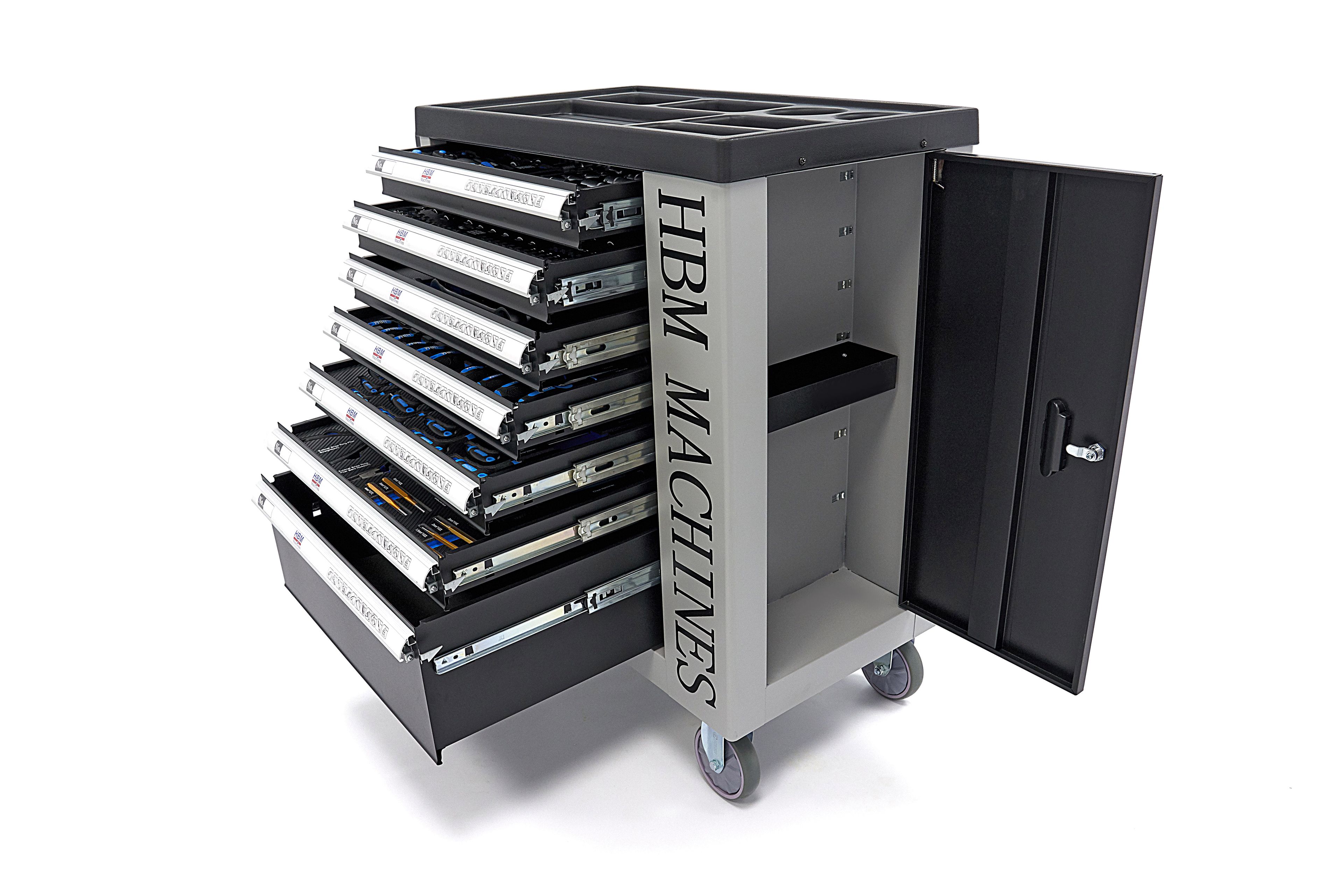 HBM gevulde gereedschapswagen 245-delig inch-maten, zwart Image 27