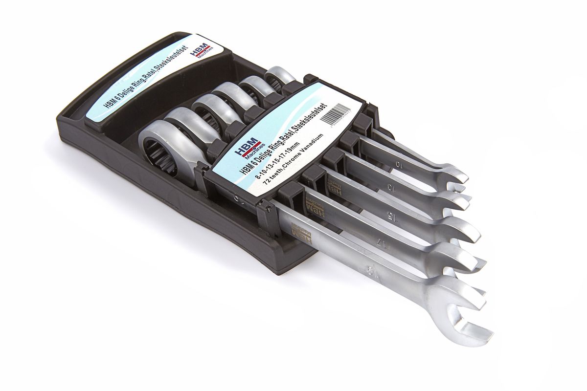 HBM 6er Set Ringschlüssel, Ratsche, Steckschlüsseleinsätze