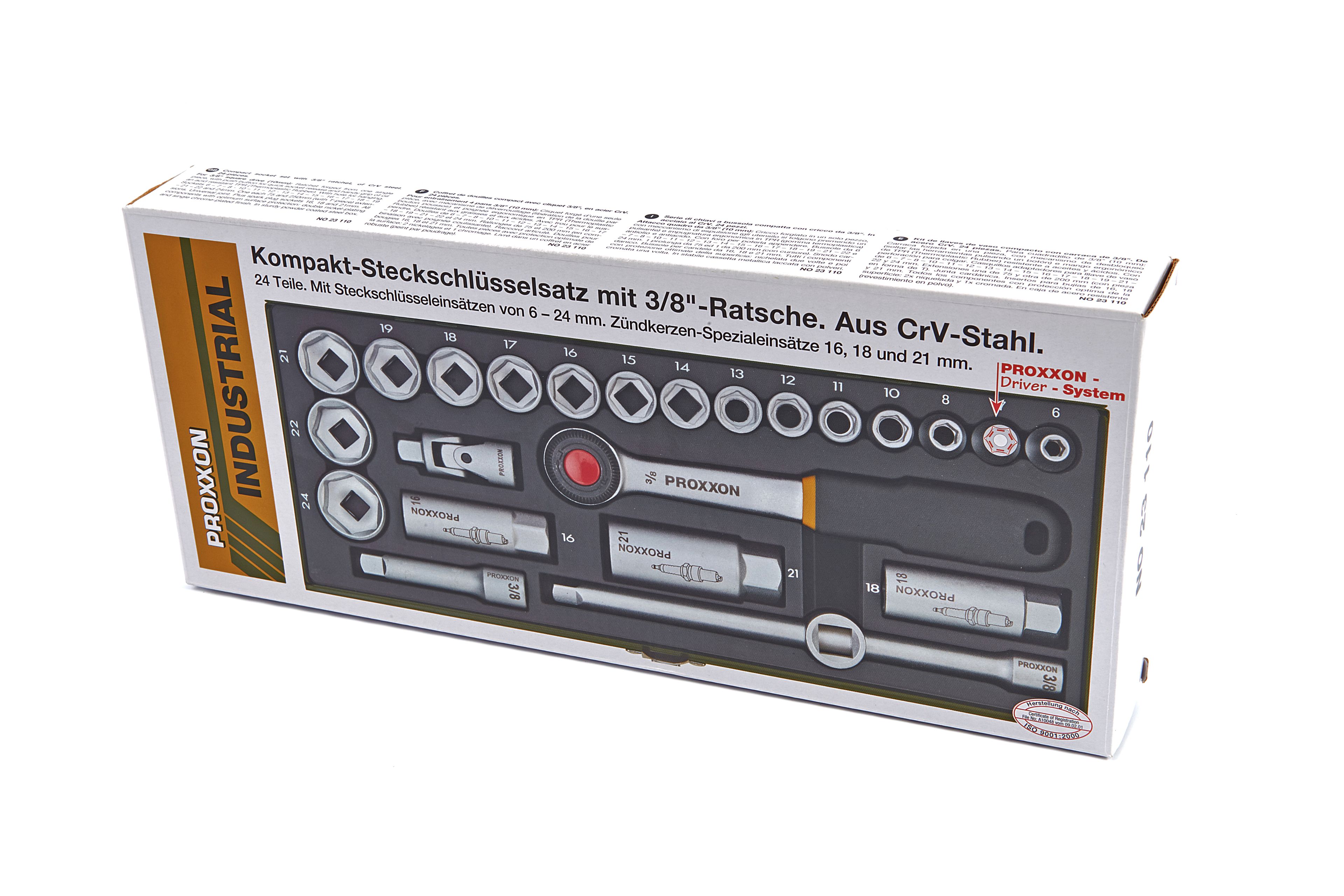 Proxxon 24 Pezzi Set di Chiavi a Bussola 3/8 pollice CrV Image 4