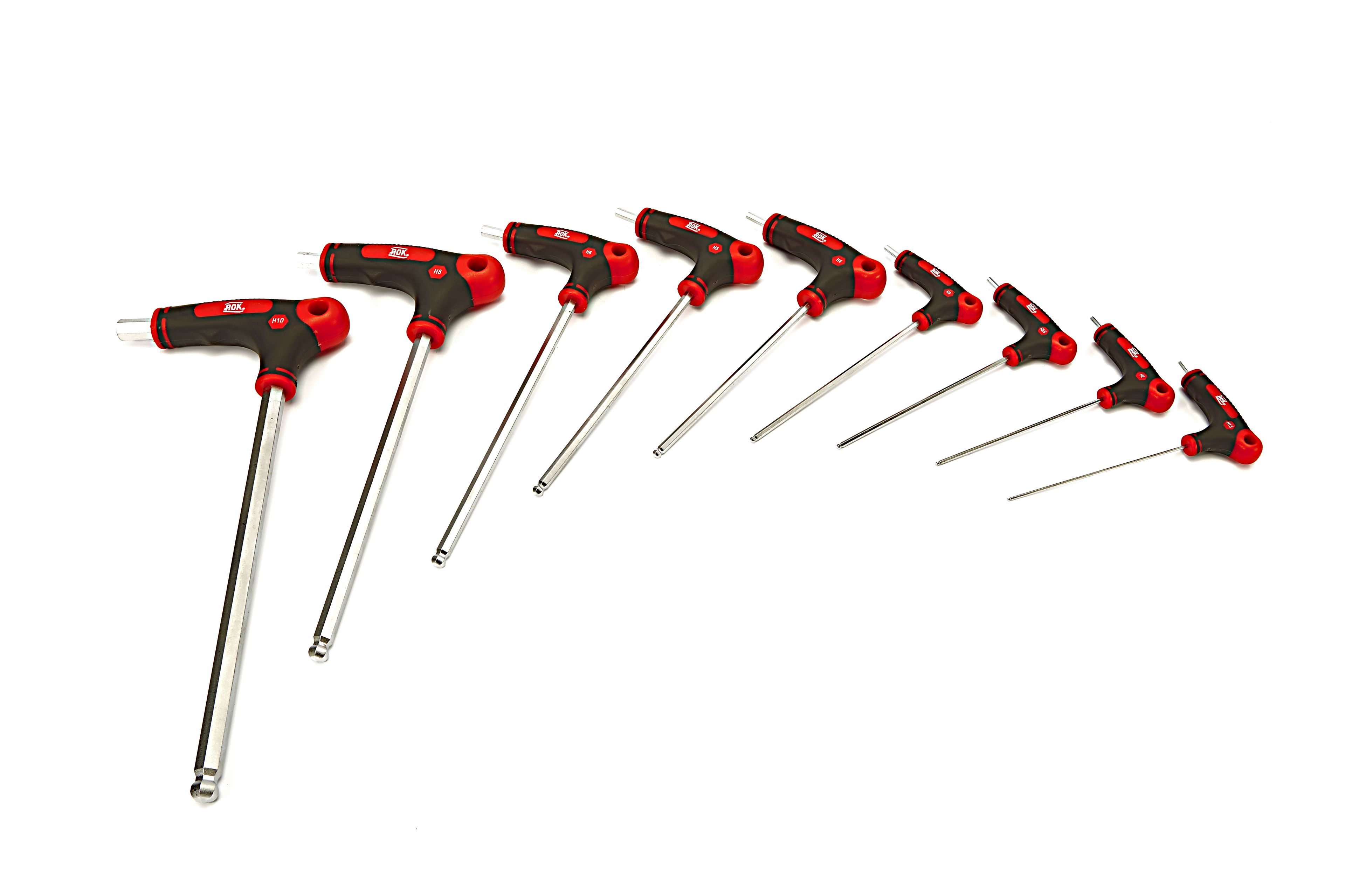 AOK Juego de llaves hexagonales en T profesional de 9 piezas métrico