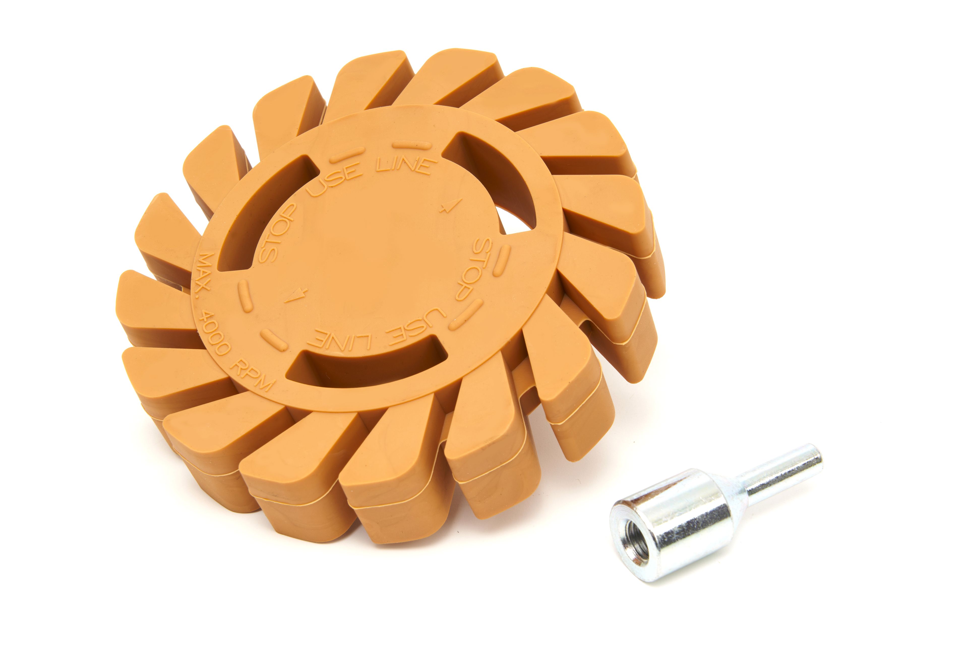 HBM de 100 mm. Sticker, tira decorativa y removedor de adhesivo con conexión 5/16 pulgadas y 6 mm. Adaptador para el taladro