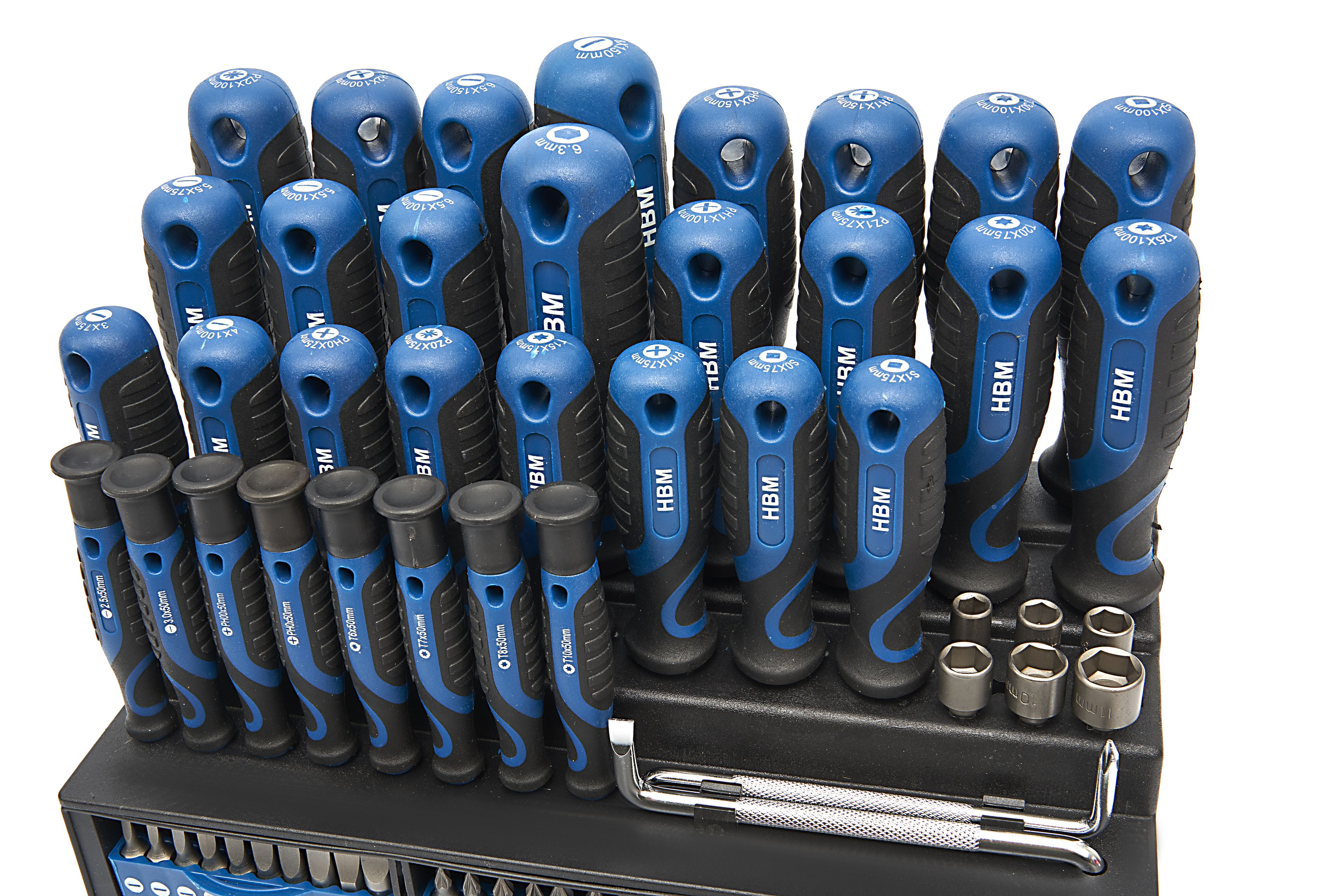 HBM soft grip schroevendraaier-, dopsleutel-, bitset 100-delig Image 3