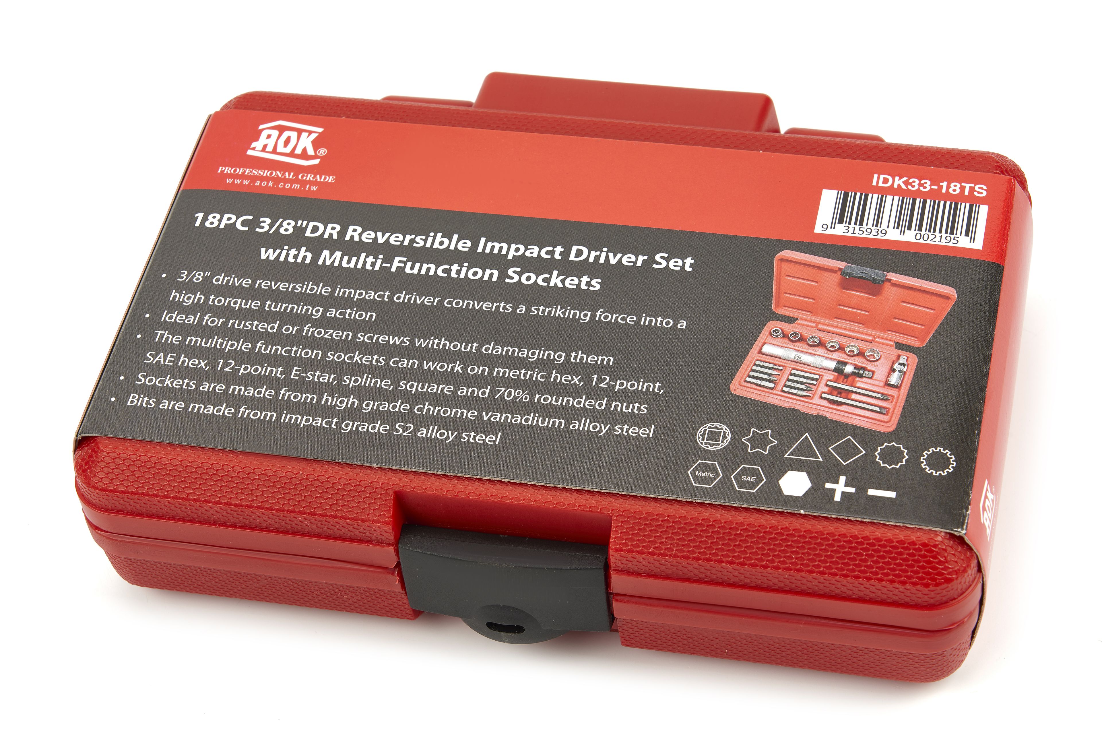 Ensemble de tournevis à chocs professionnels AOK 18 pièces avec embouts et capuchons Image 7