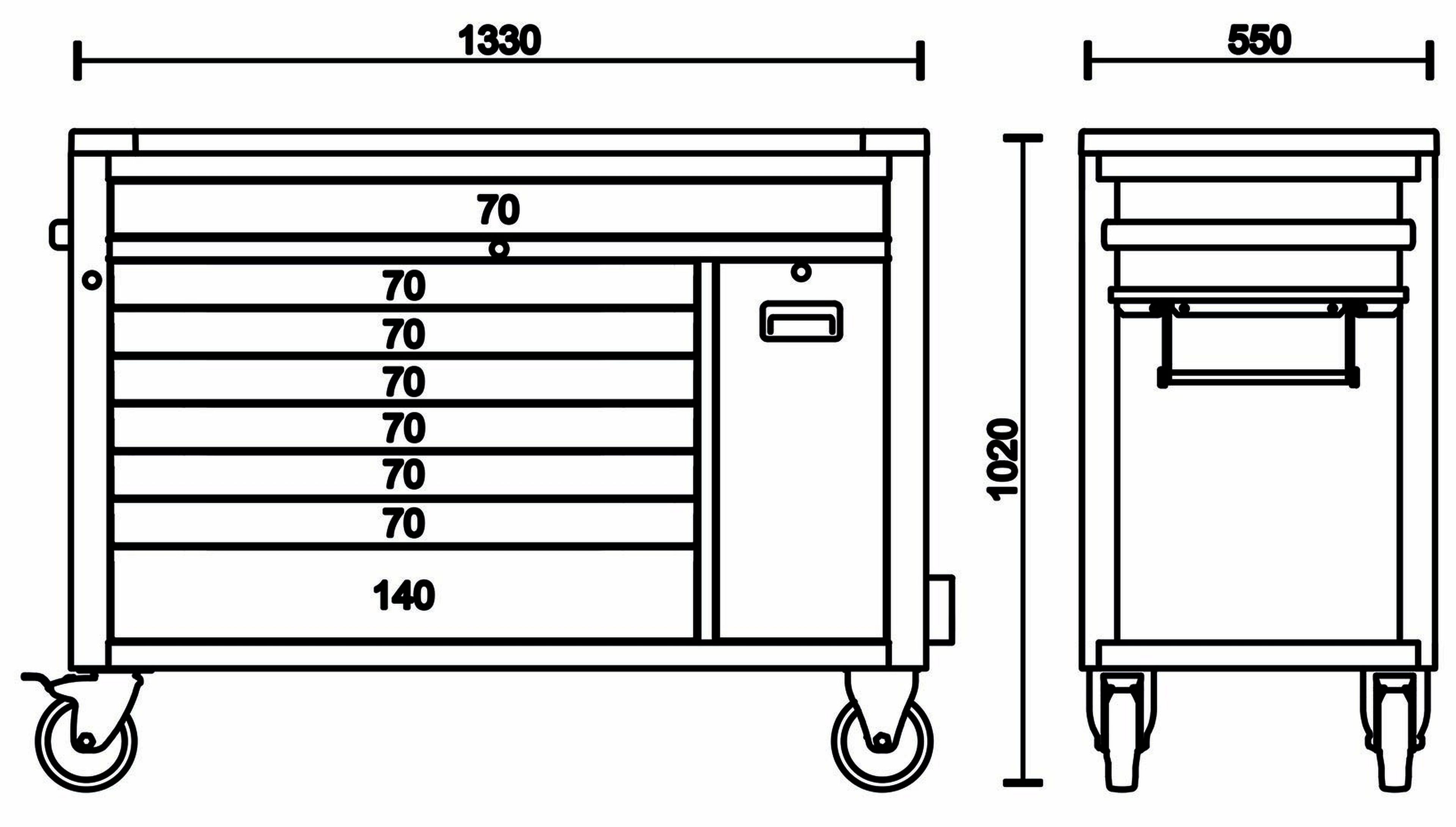 Beta carrello portautensili 8 cassetti, 1061 pezzi, BW 2400 RSC24AXXL-O, arancione Image 11