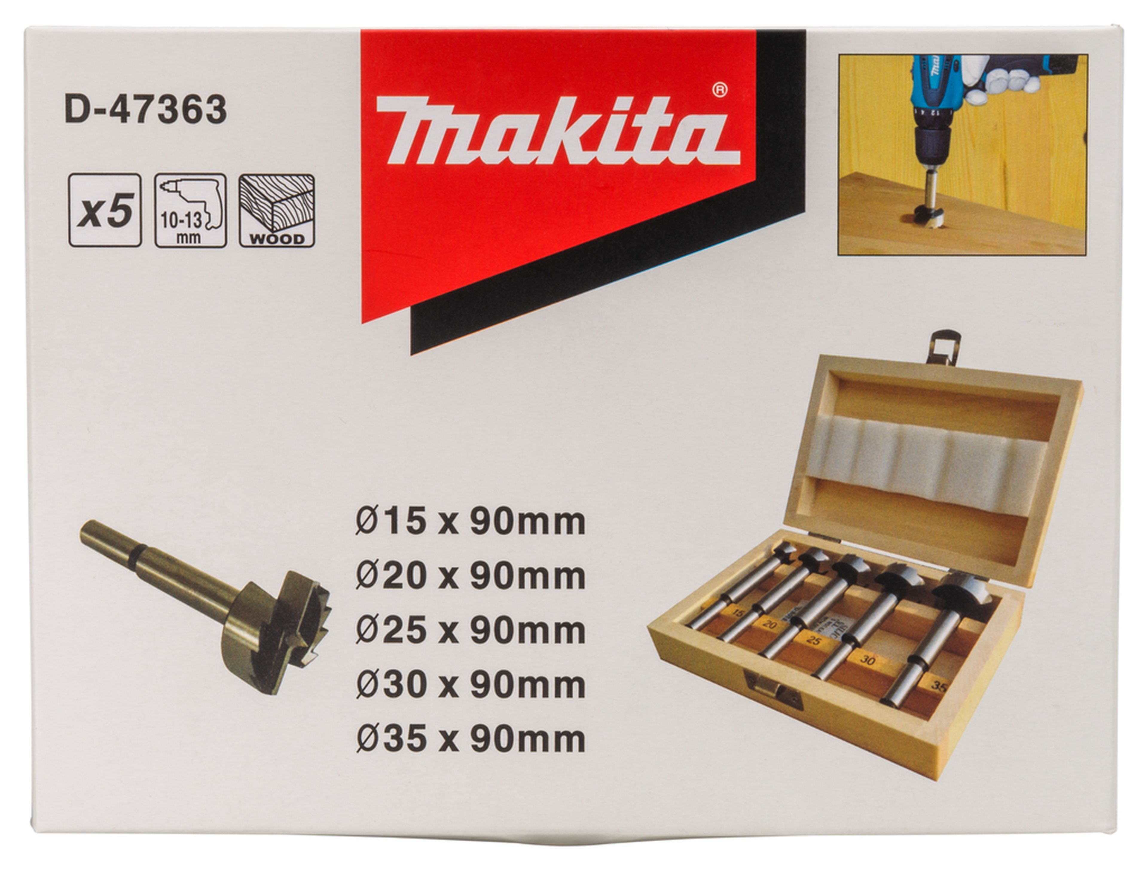 Makita set di punte cilindriche 5 pezzi Forstner D-47363 Image 7