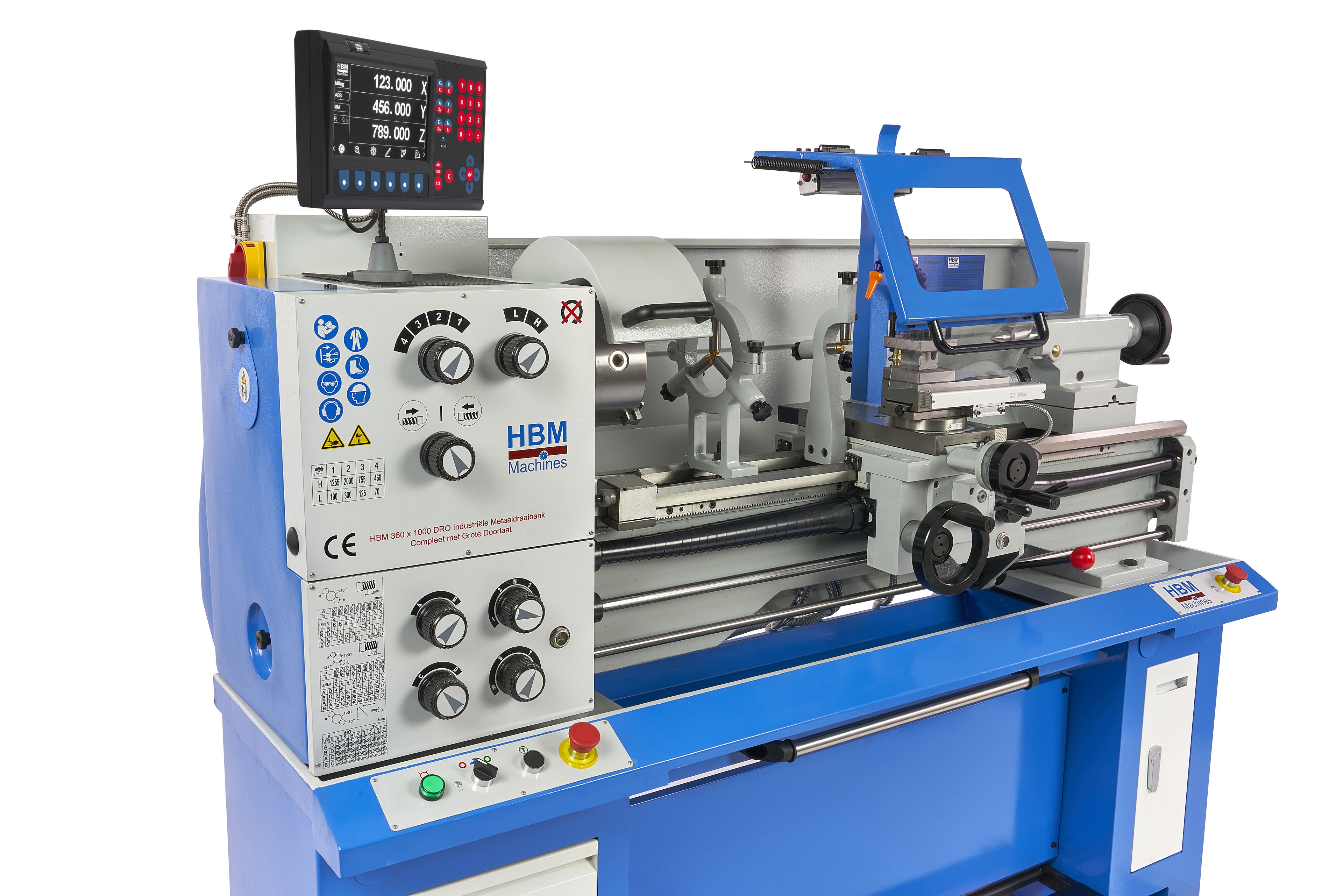 HBM metaaldraaibank 360 x 1000 DRO 400 Volt Image 5