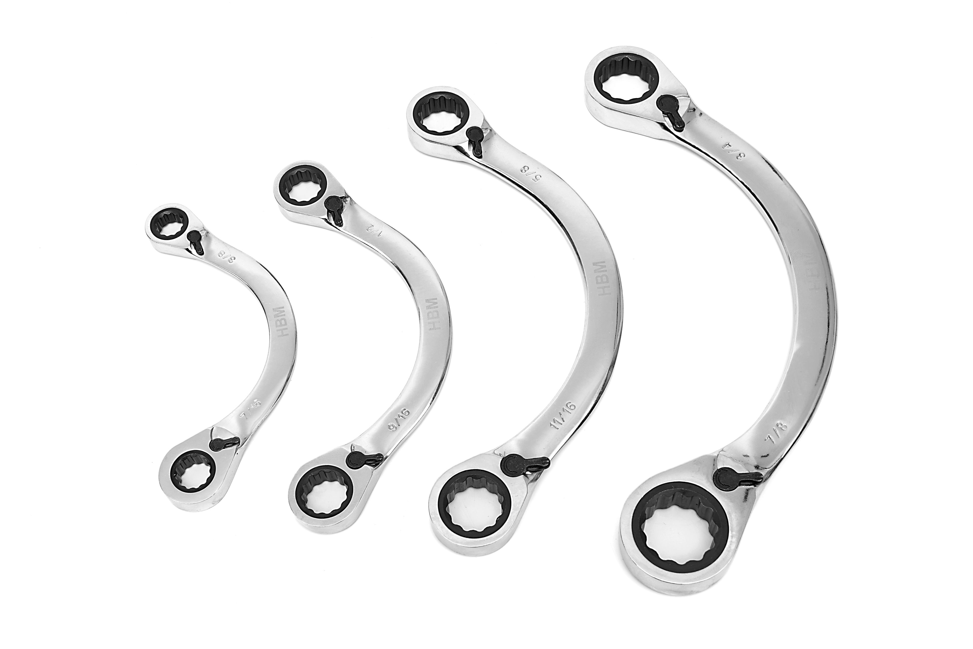 Juego de llaves de arranque profesional HBM de 4 piezas, juego de llaves de media luna