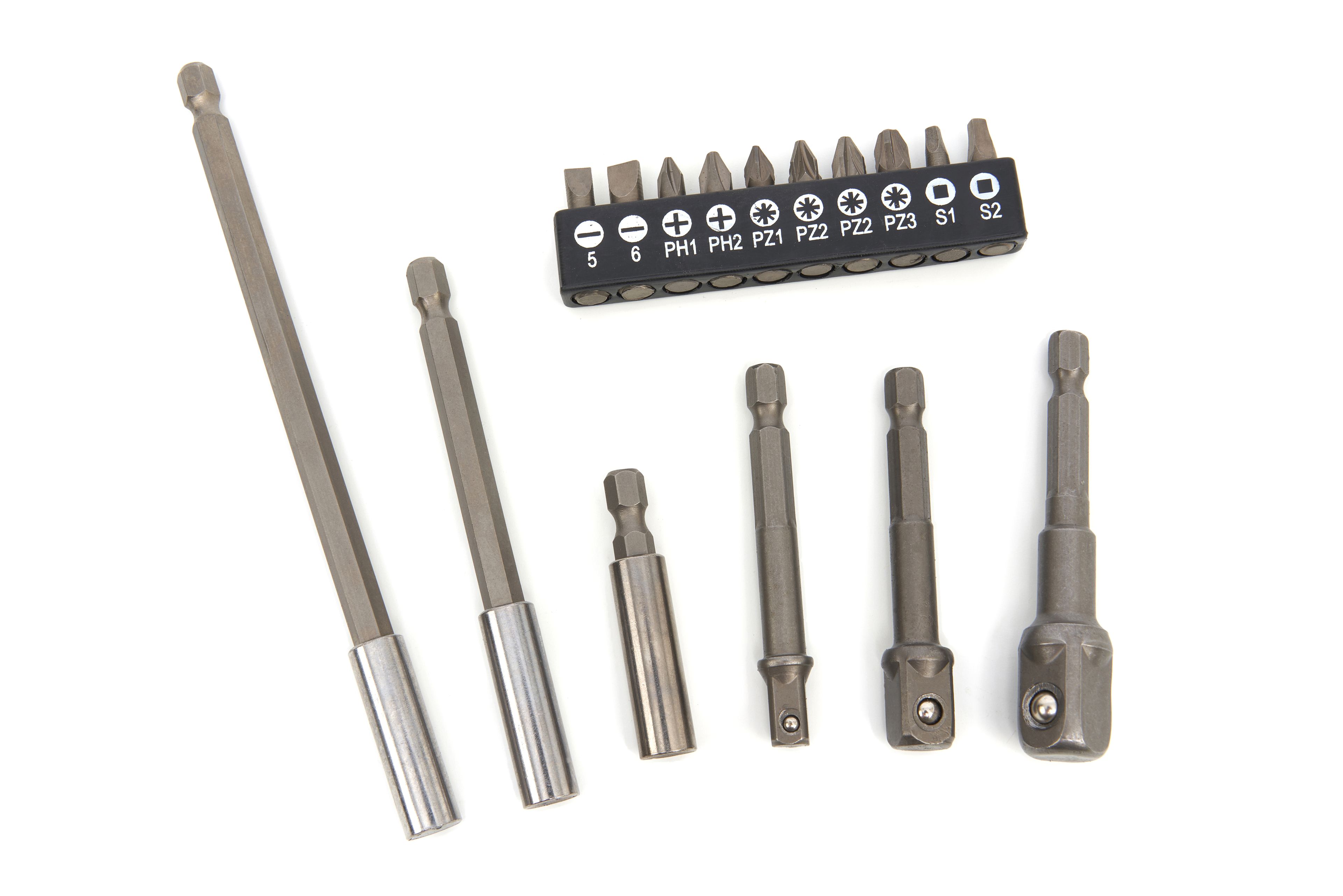 HBM 16 Delige Hex Verlengstukken, Adapter en Bitset Image 2