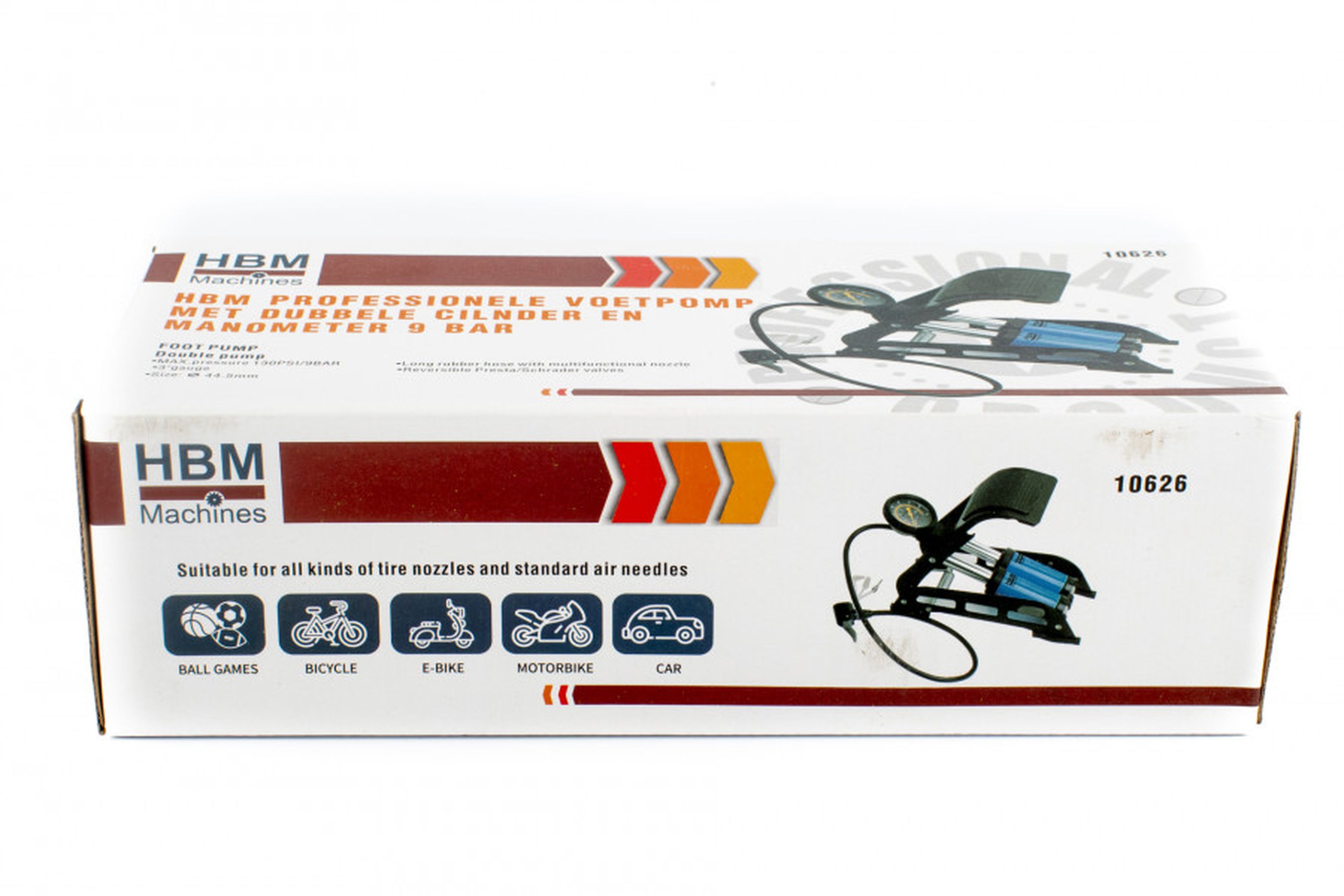 HBM Professionelle Kompakte Handfahrradpumpe 8 bar Image 6