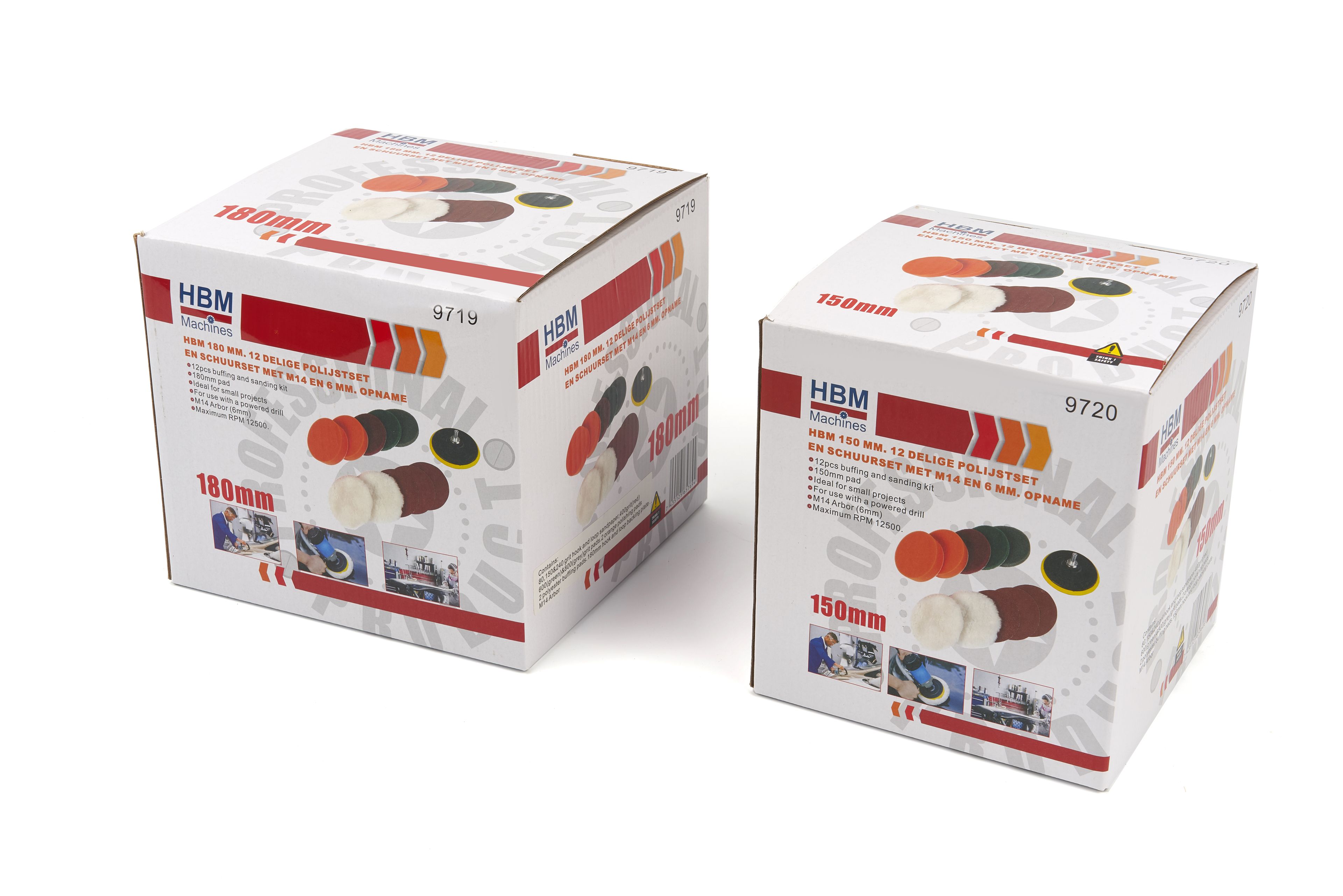 Set di lucidatura e levigatura HBM 12 pezzi con attacco M14 e 6 mm 125 mm Image 4