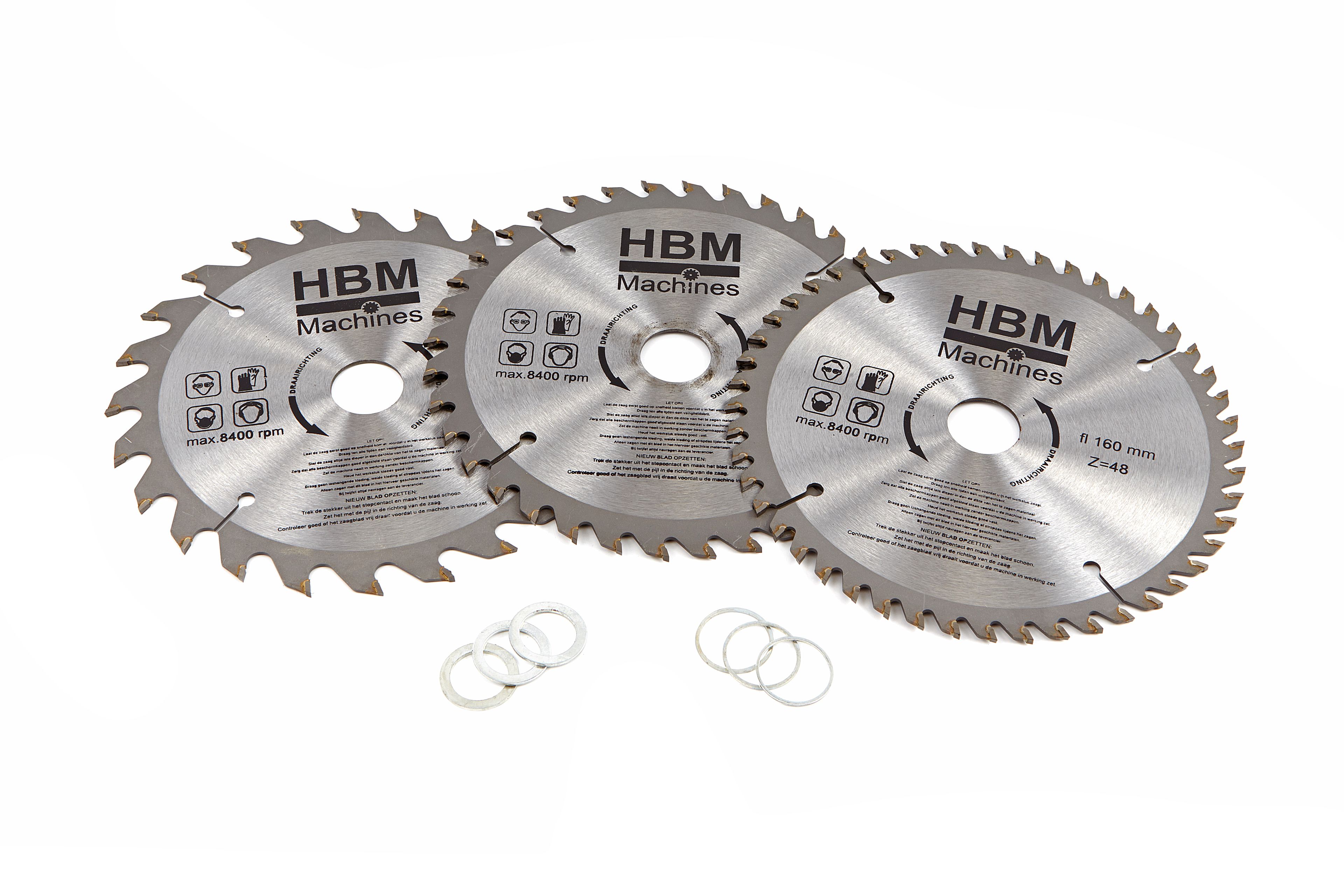 HBM 160 mm 3 Delige Profi Cirkelzaagbladenset voor invalzaag Image 2