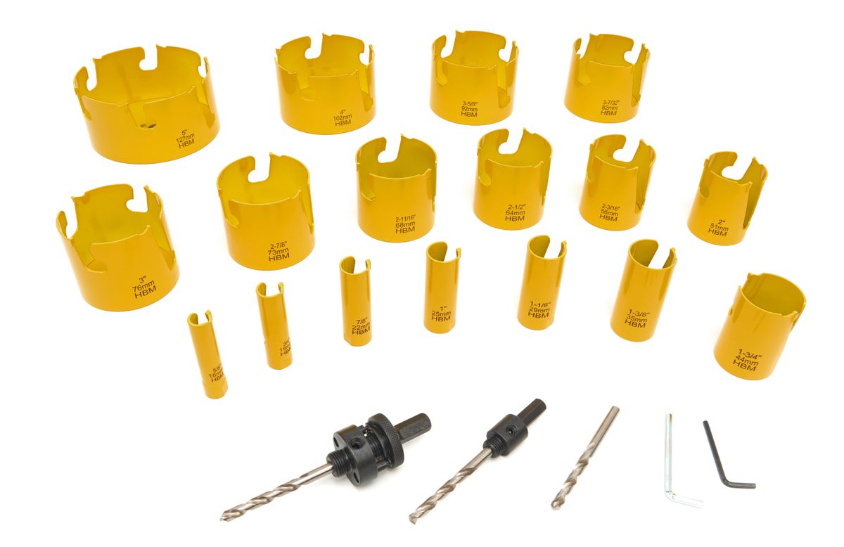 HBM Professional Juego de sierras de corona de diamante TCT multimaterial de 17 piezas