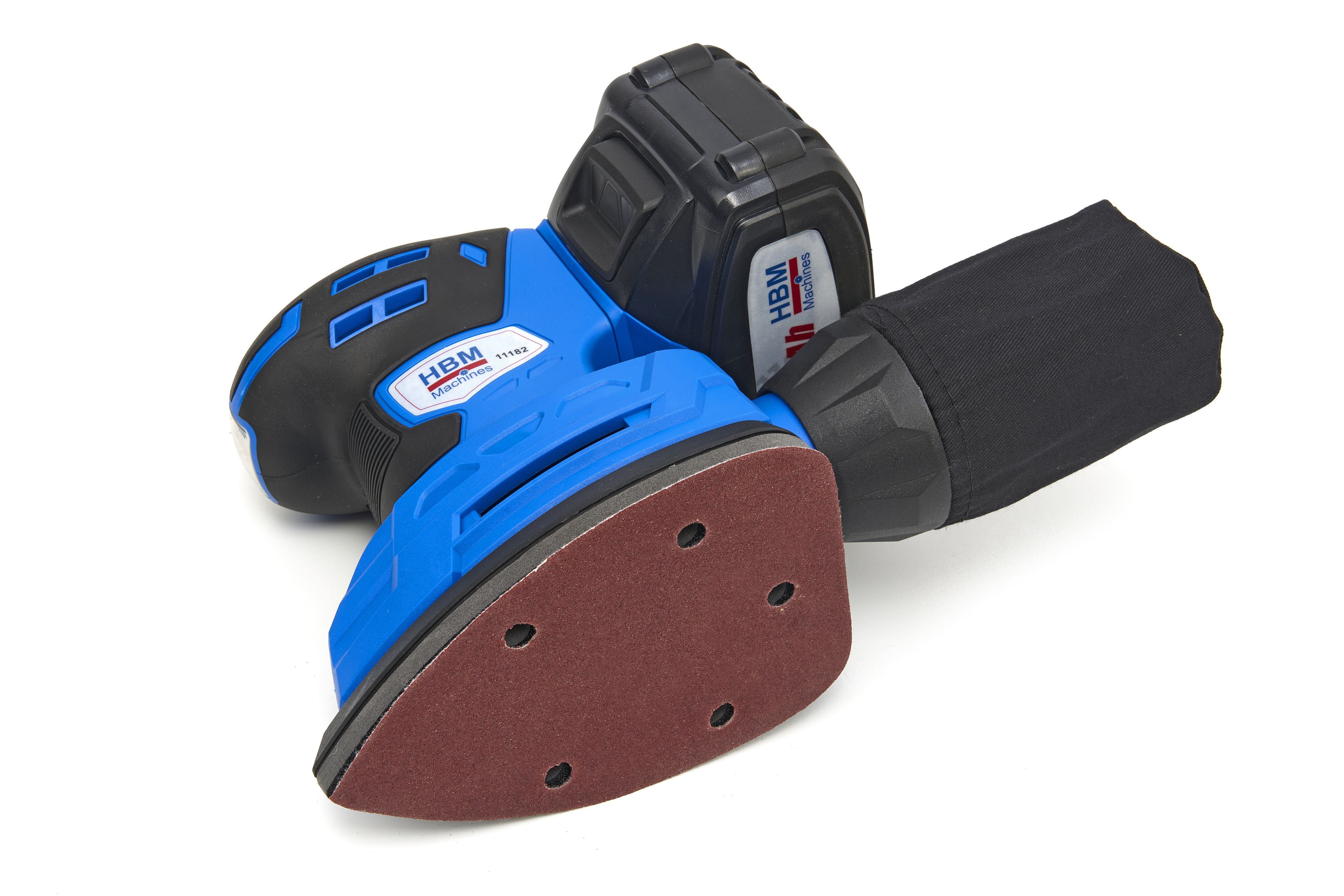 Máquina de lijado de palma HBM Profesional de 20 Voltios 4,0AH Lion con 2 baterías Lion y 15 hojas de lijado Image 7
