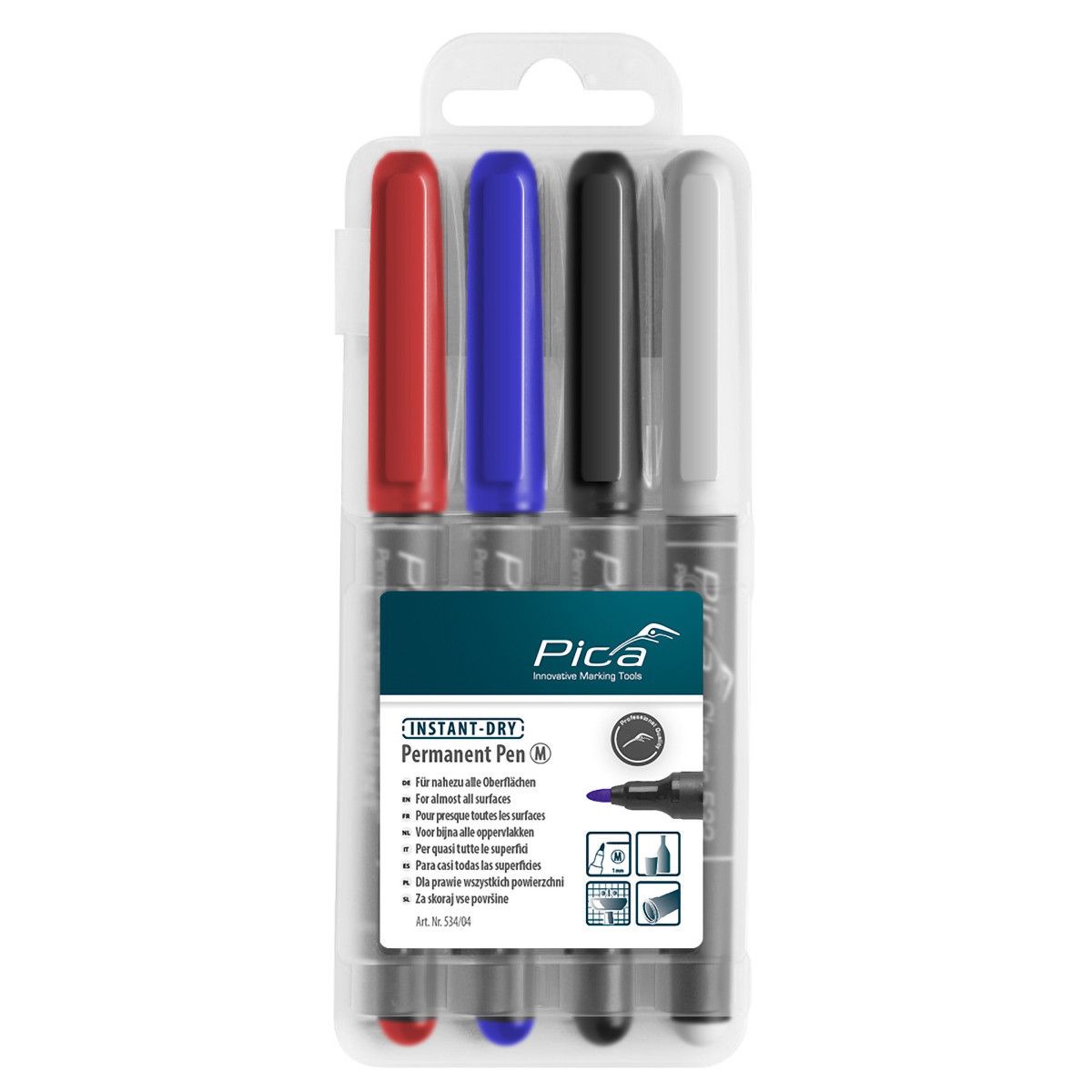Pica Permanentmarker, Medium 1 mm, 4 Stück