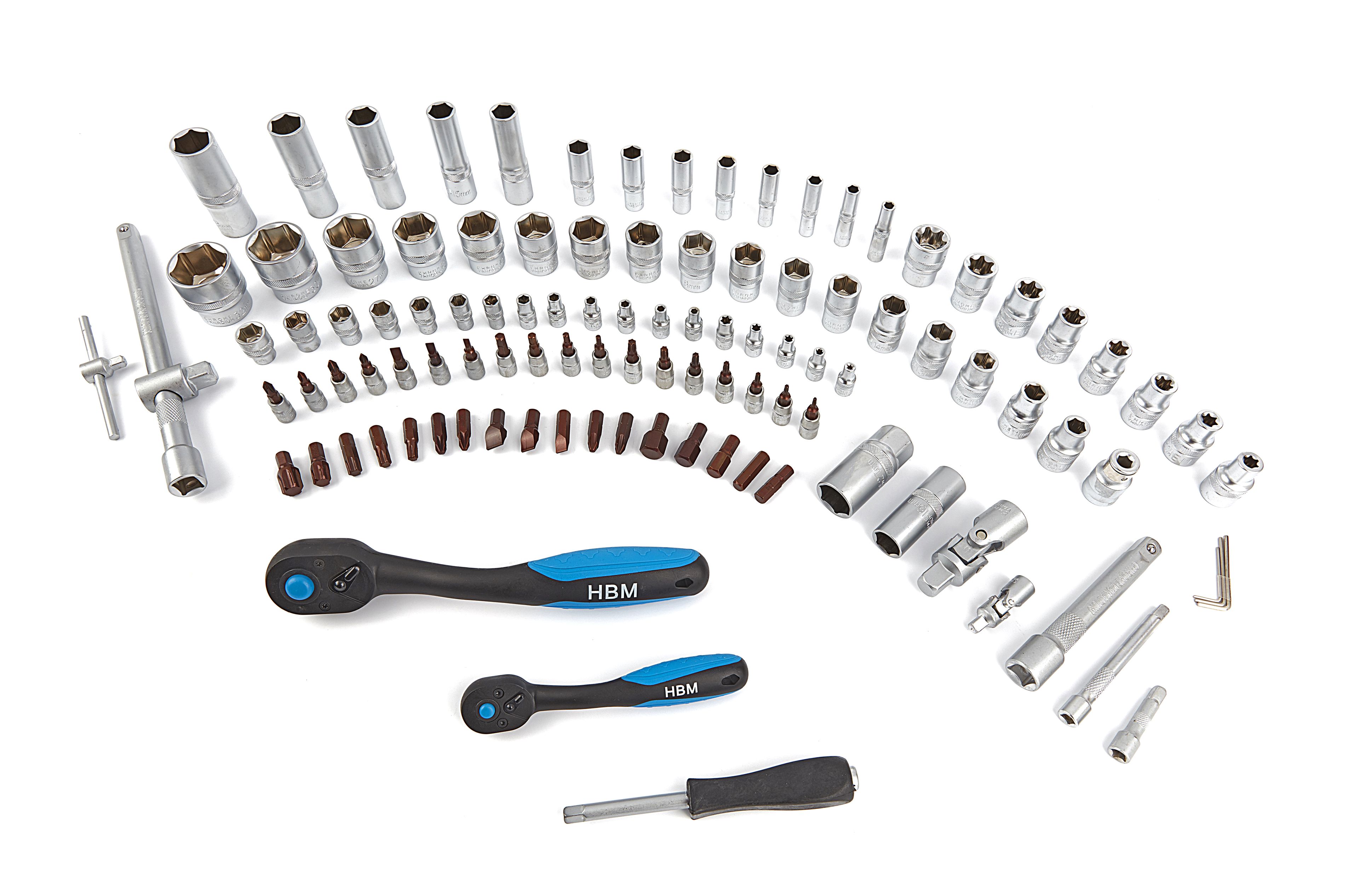 HBM Set di bussole professionali da 108 pezzi con cricchetti premium Image 5