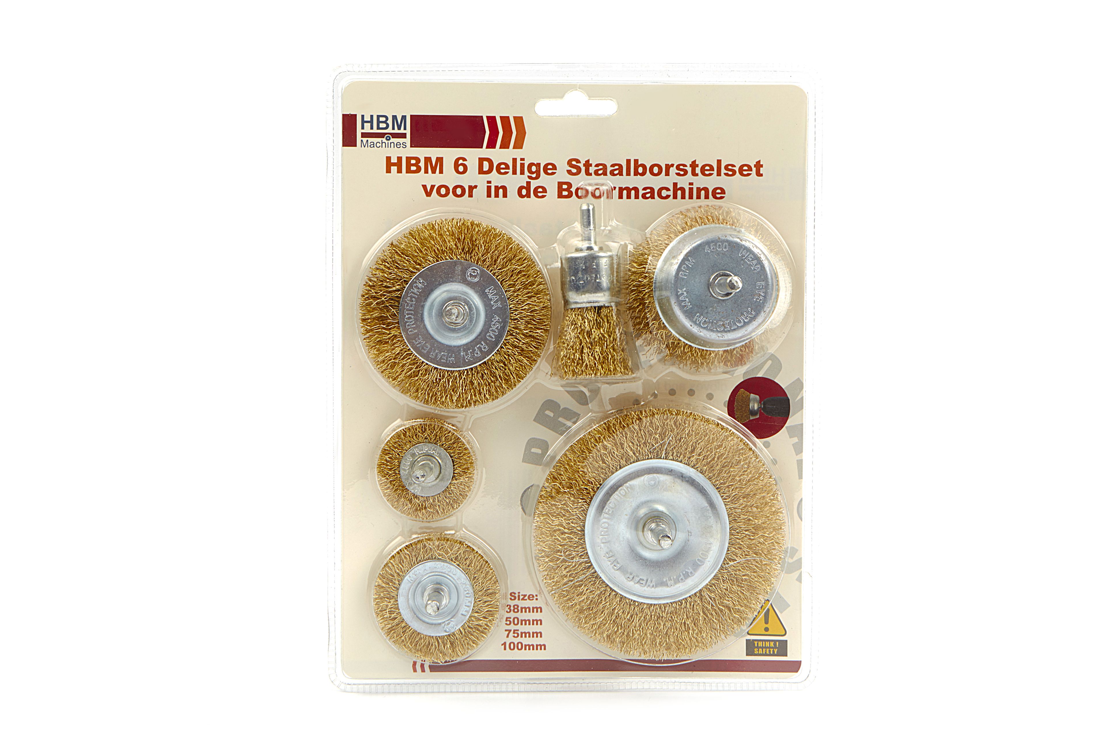 Ensemble de 6 brosses en acier HBM pour perceuse Image 3