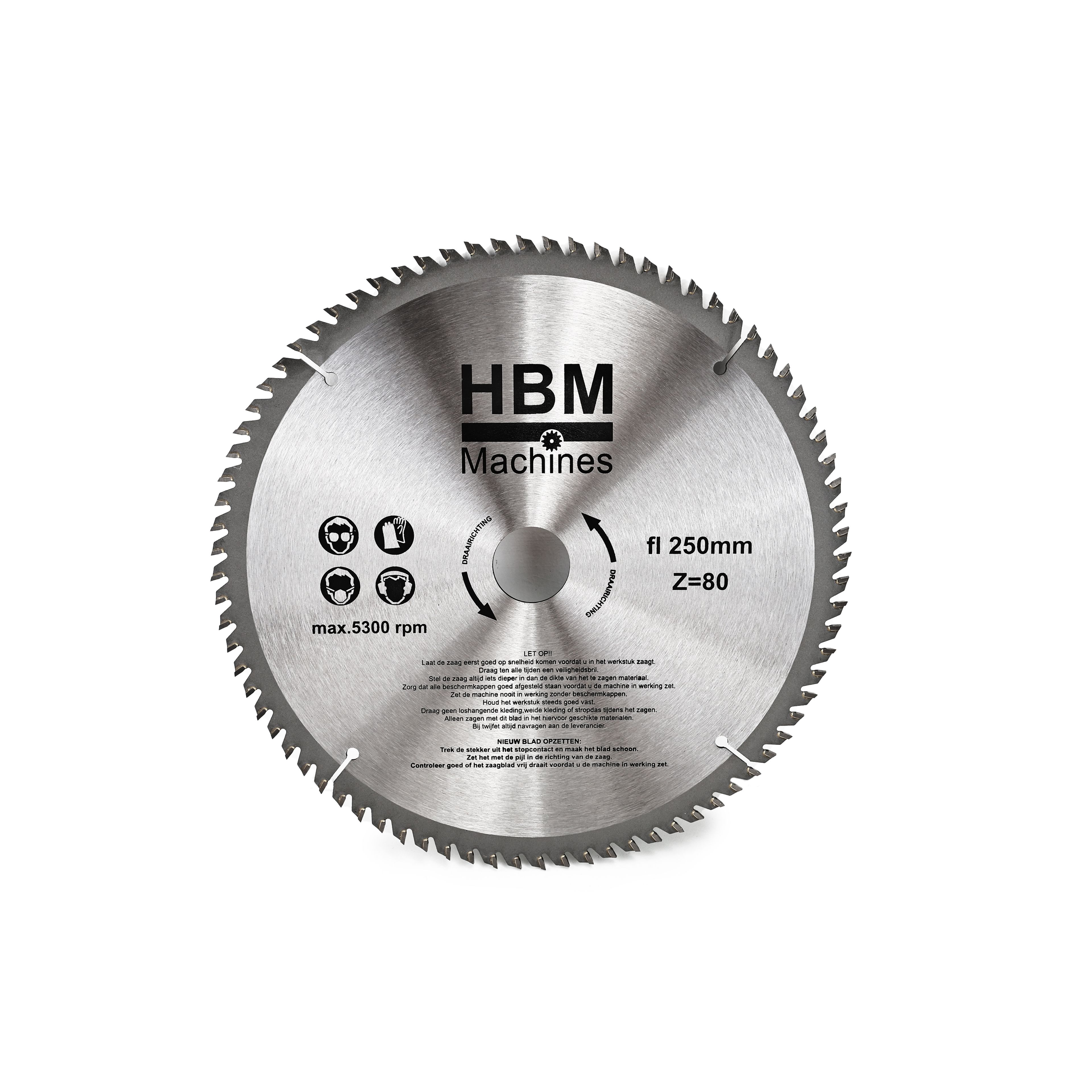Lames de scie circulaire HBM HM 250 mm pour bois 80 dents Image 1