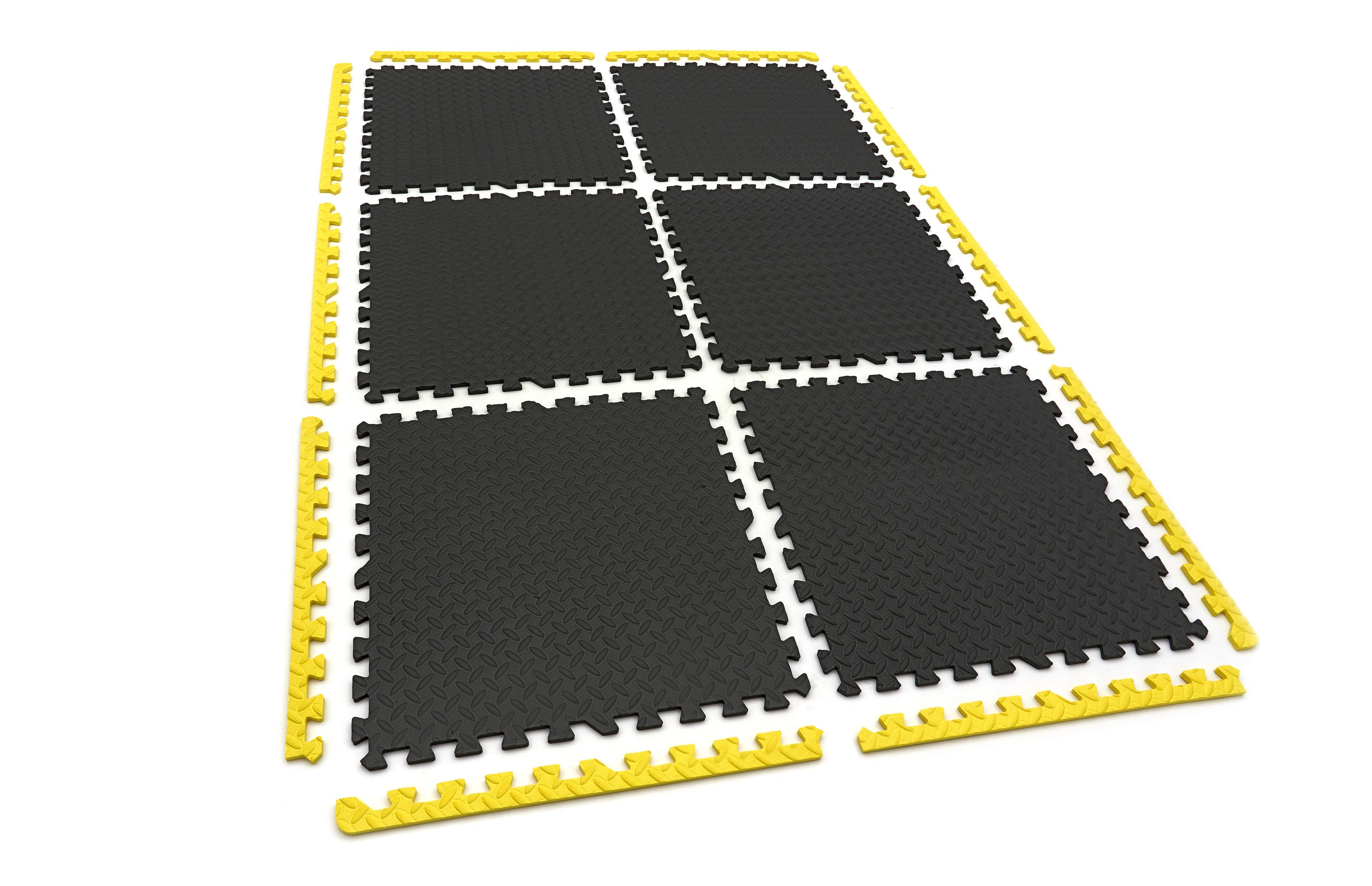 Jeu de dalles de sol EVA de HBM pour la protection des sols, 6 pièces, noir, jaune Image 6