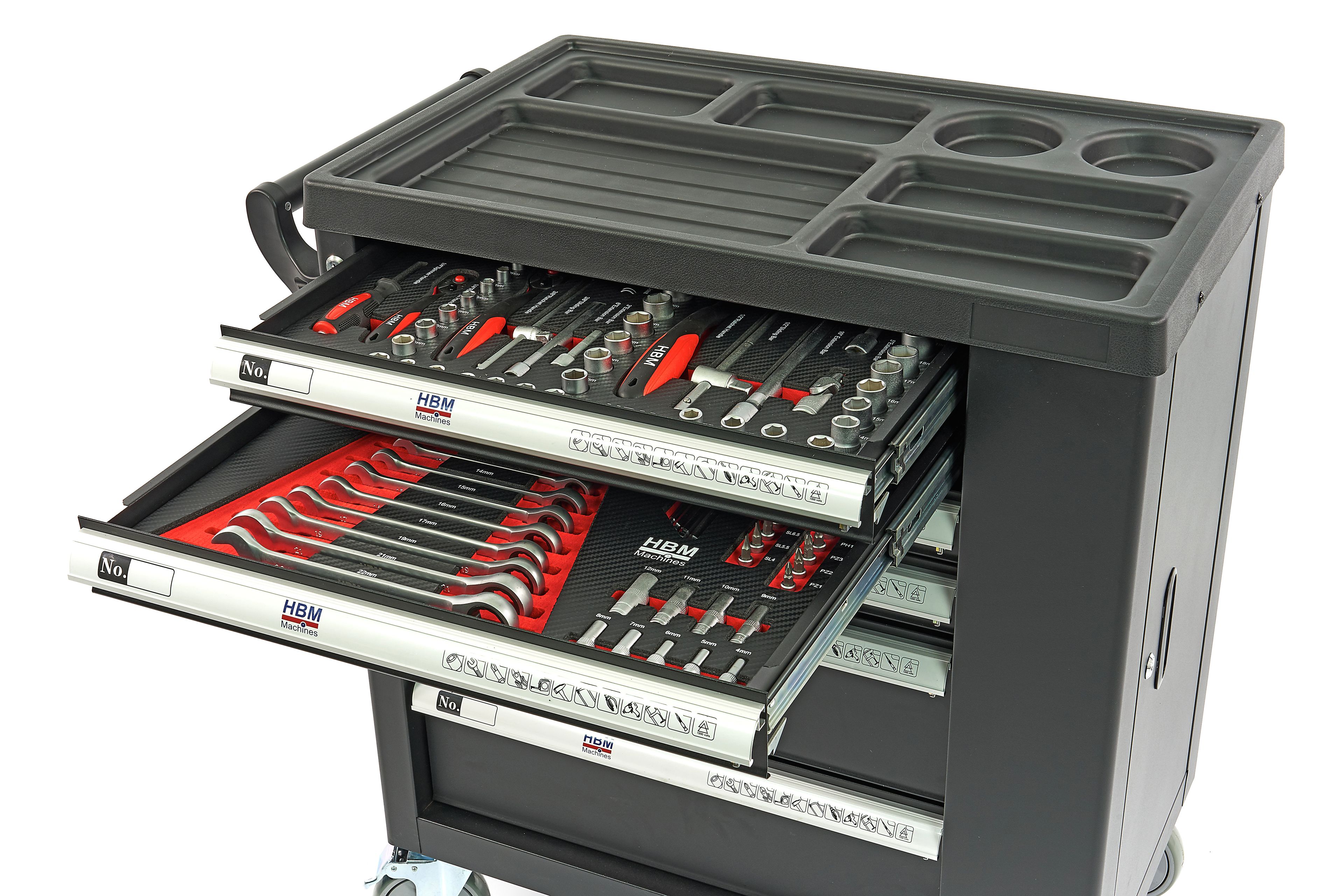 Carro de herramientas lleno HBM Premium con puerta - 154 piezas Image 22