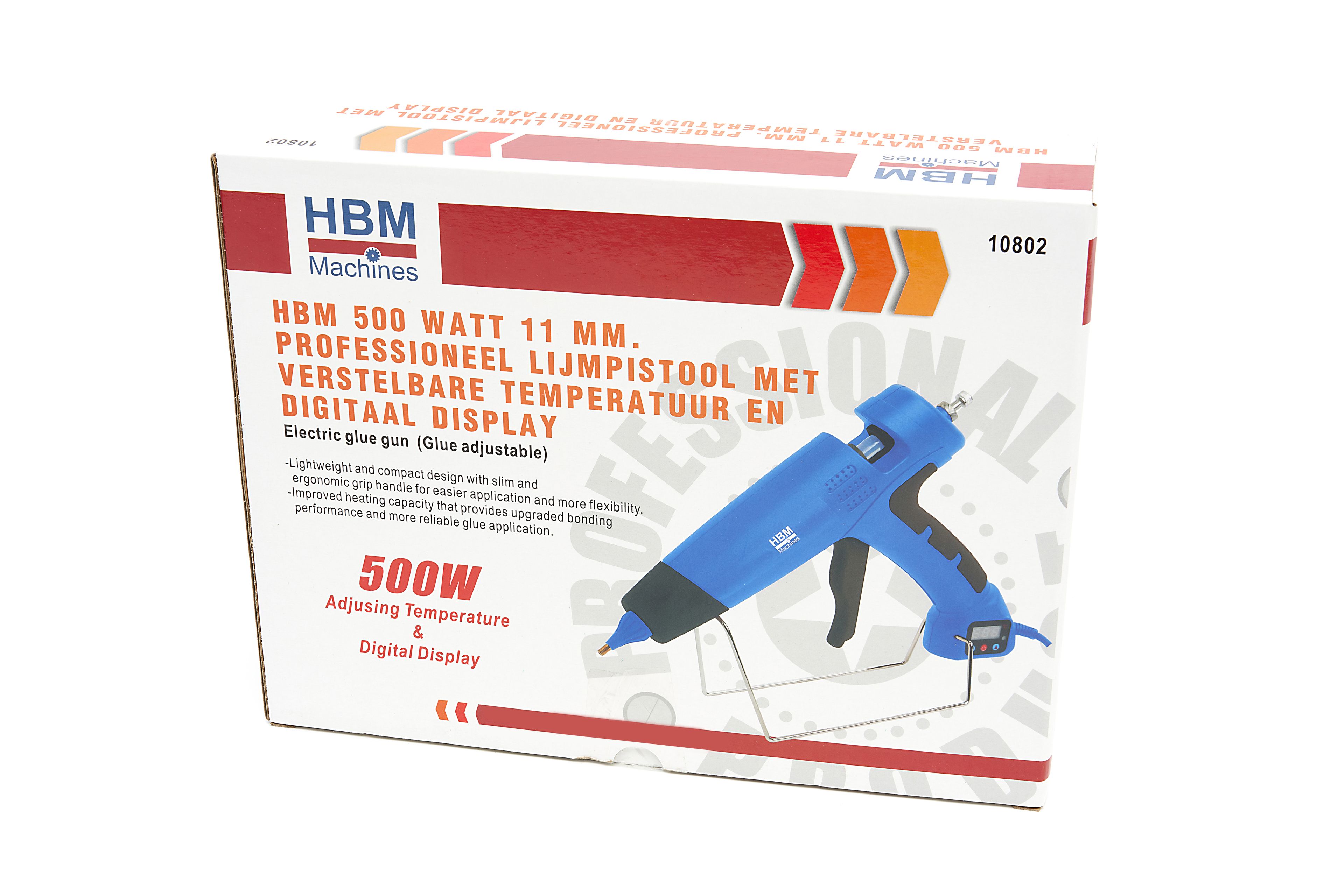 HBM 500 Watt 11 mm. Pistolet à colle professionnel avec température réglable et affichage numérique Image 8