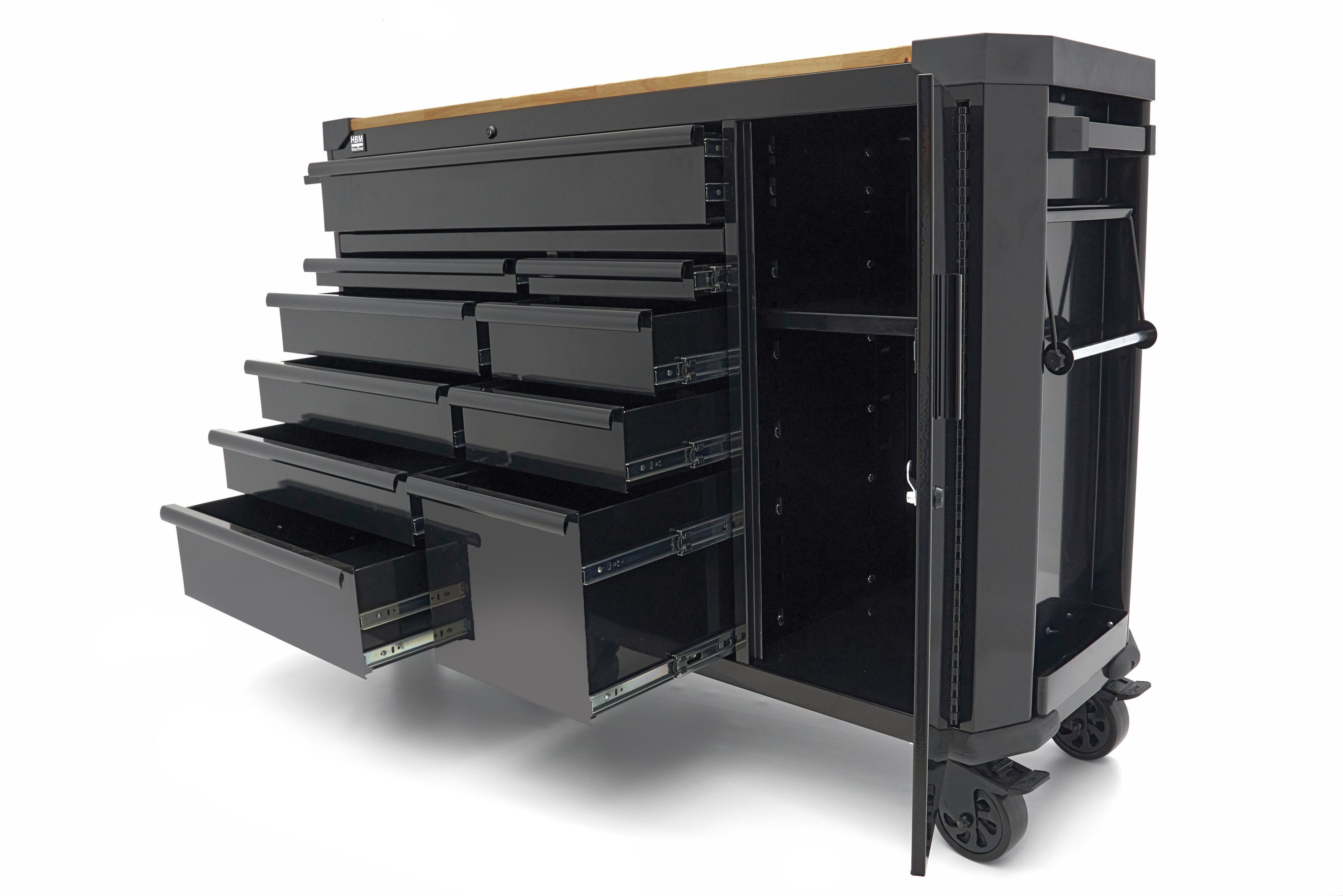 HBM Werkstattwagen 10 Schubladen 147 cm Schwarz Image 9