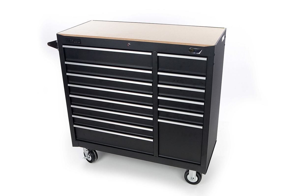 HBM Carro de herramientas 14 Cajones 100 cm - negro