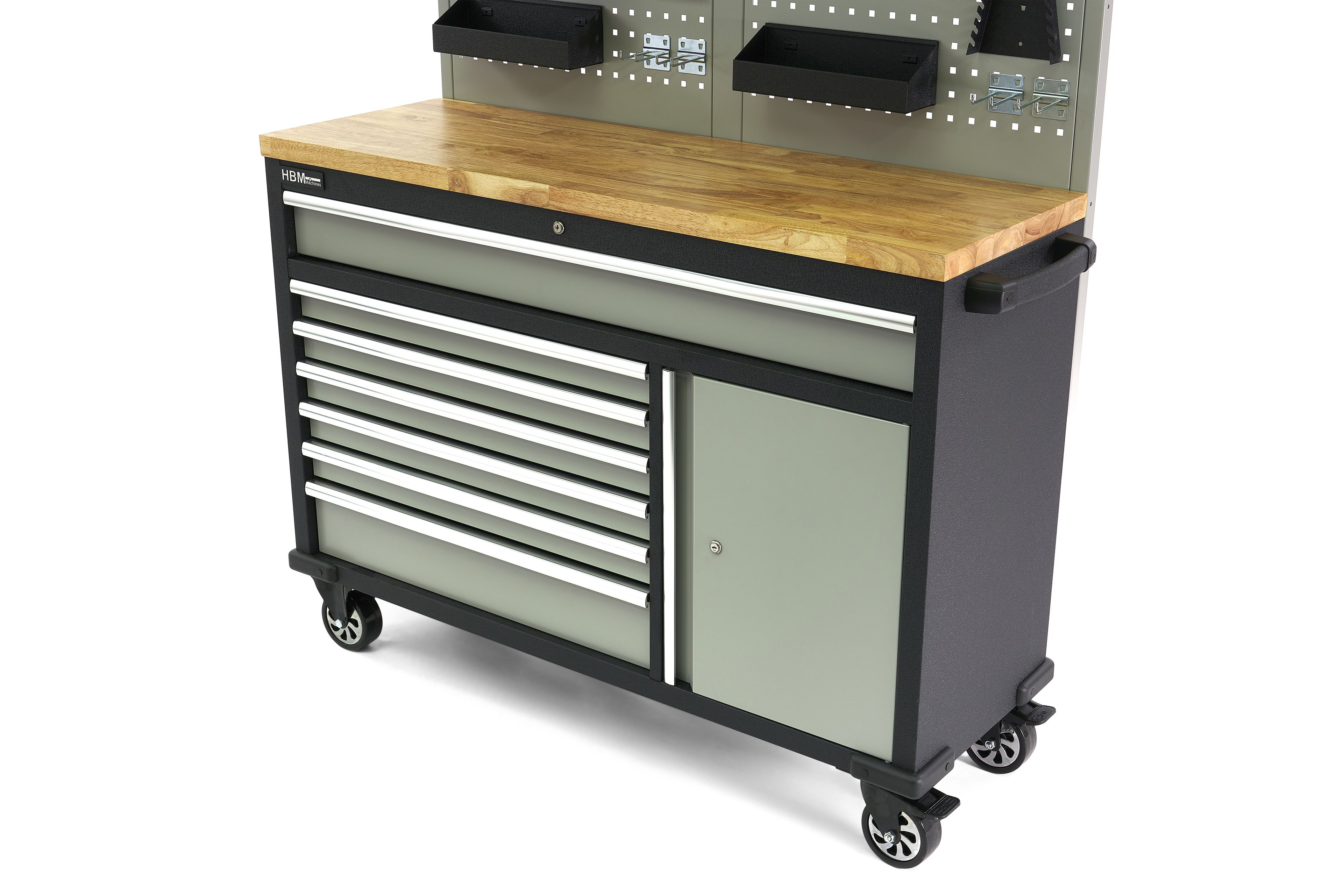 HBM werkbank 136 cm verrijdbaar met 7 laden, deur en kastenwand, inclusief accessoires, grijs Image 11