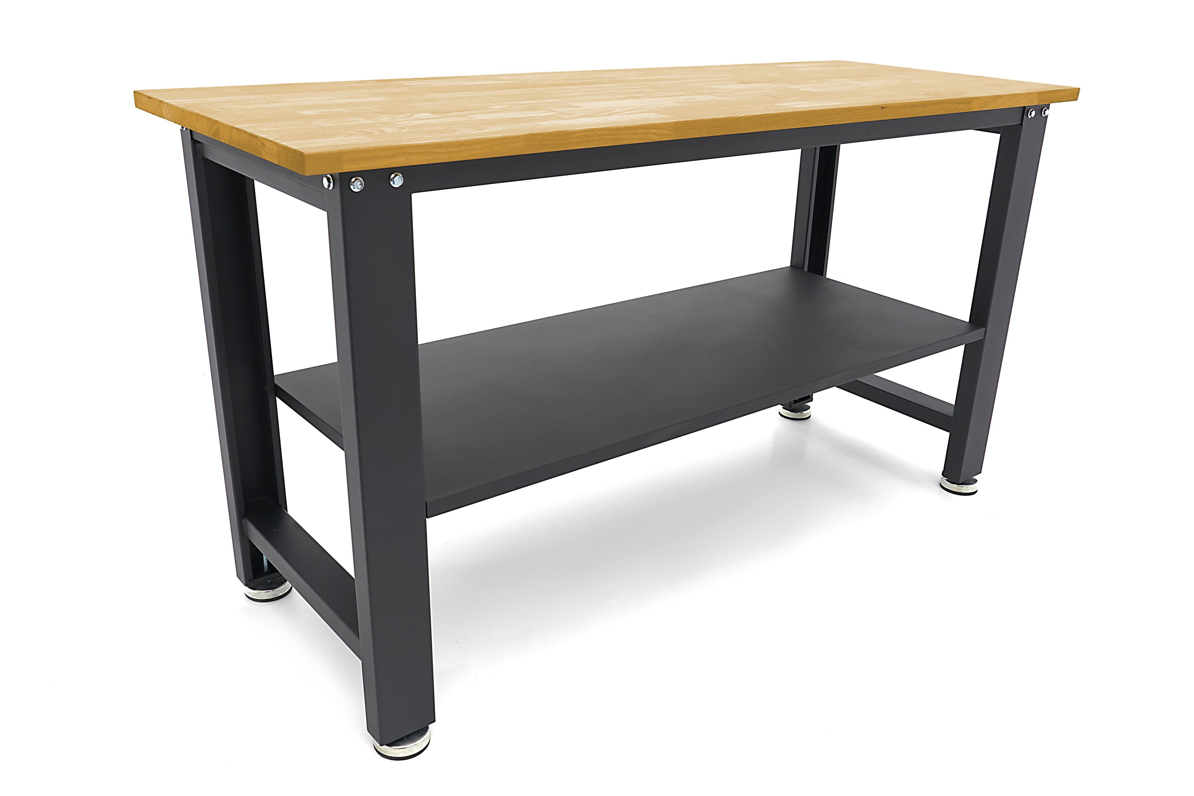 HBM établi réglable en hauteur 160 cm, plan de travail en bois massif, noir Image 2