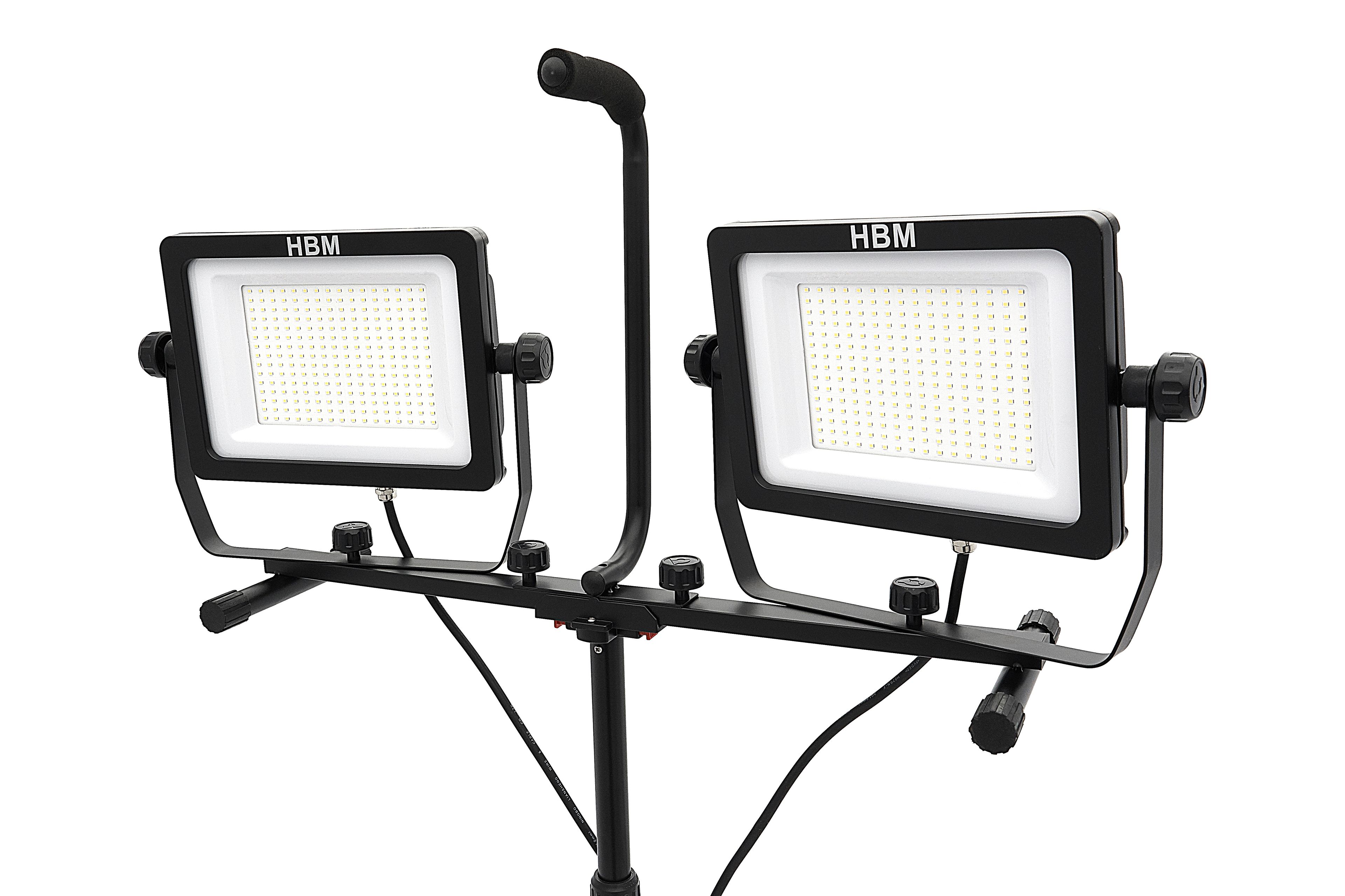 Faro LED Professionale HBM a Doppia Testa 2 x 150 Watt – 2 x 15.000 Lumen con Treppiede Image 2