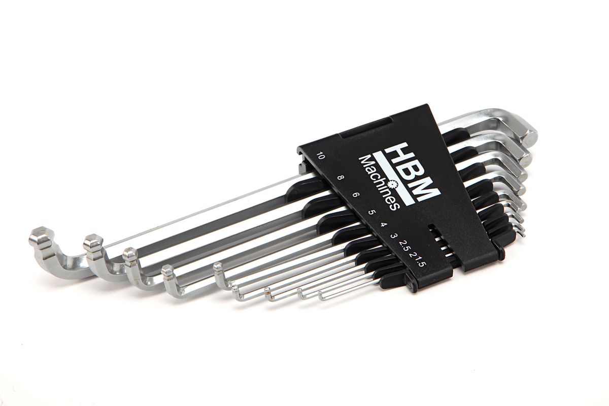 HBM Profi 9-teiliger metrischer Langschlüssel-Satz mit extra kurzem Kopf