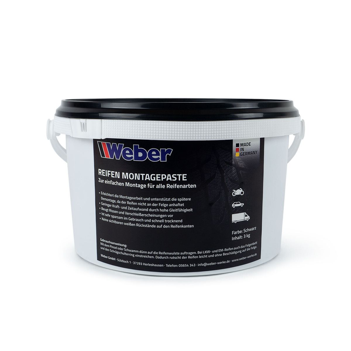 Weber Reifenmontagepaste schwarz 3 kg