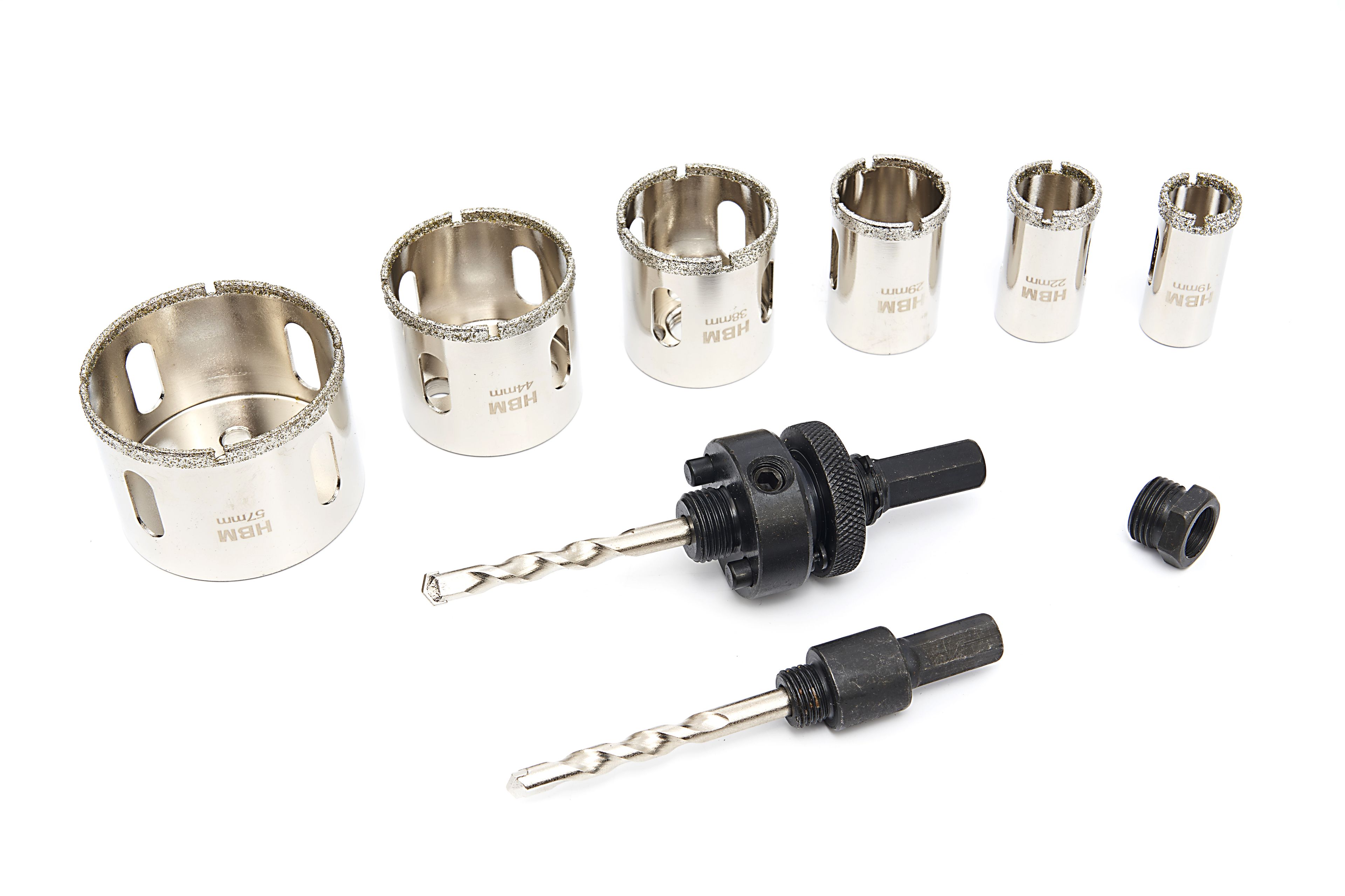 HBM Jeu de scies cloches diamantées professionnelles 11 pièces 19 - 57 mm