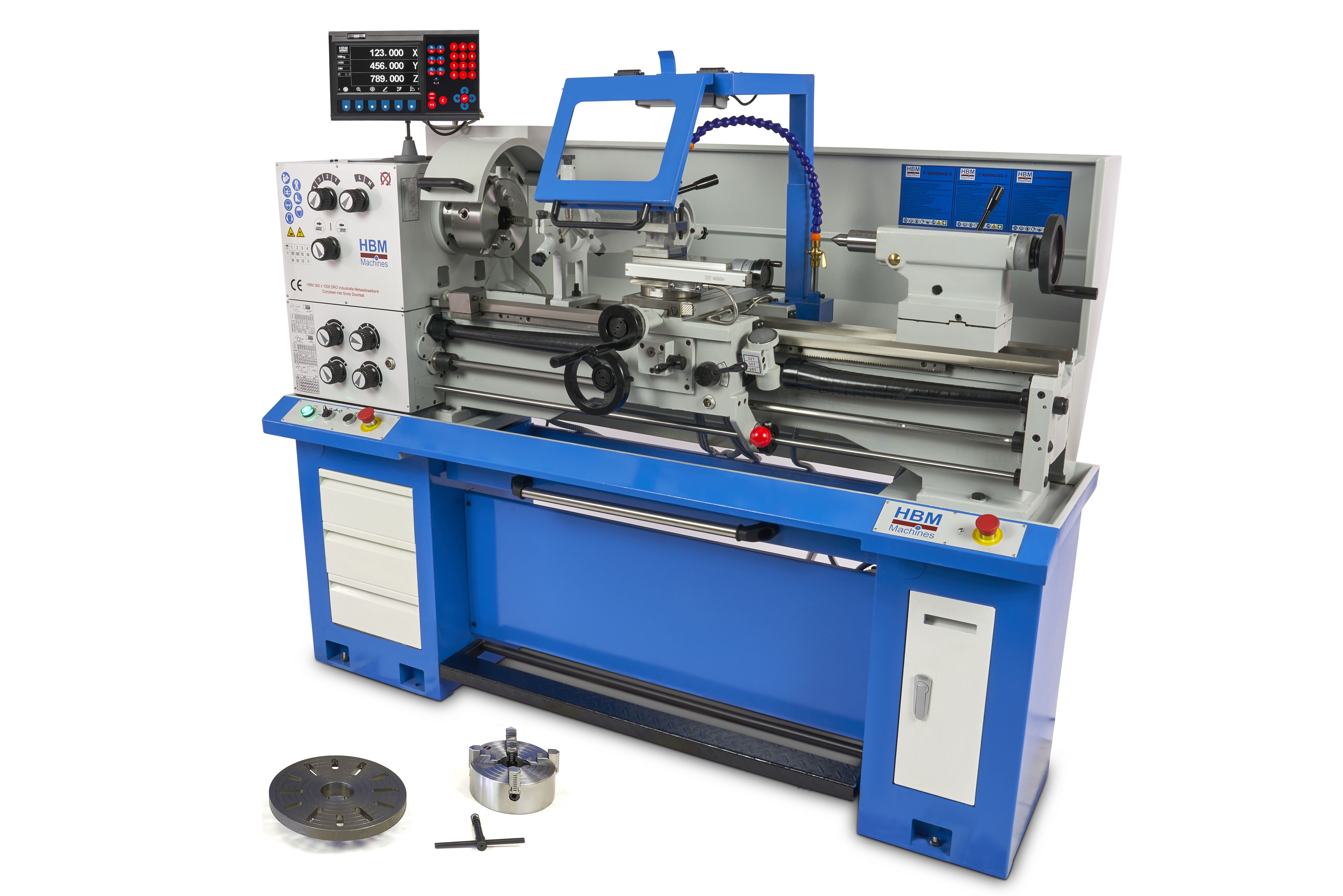 HBM torno para metal 360 x 1000 DRO 400 Volt