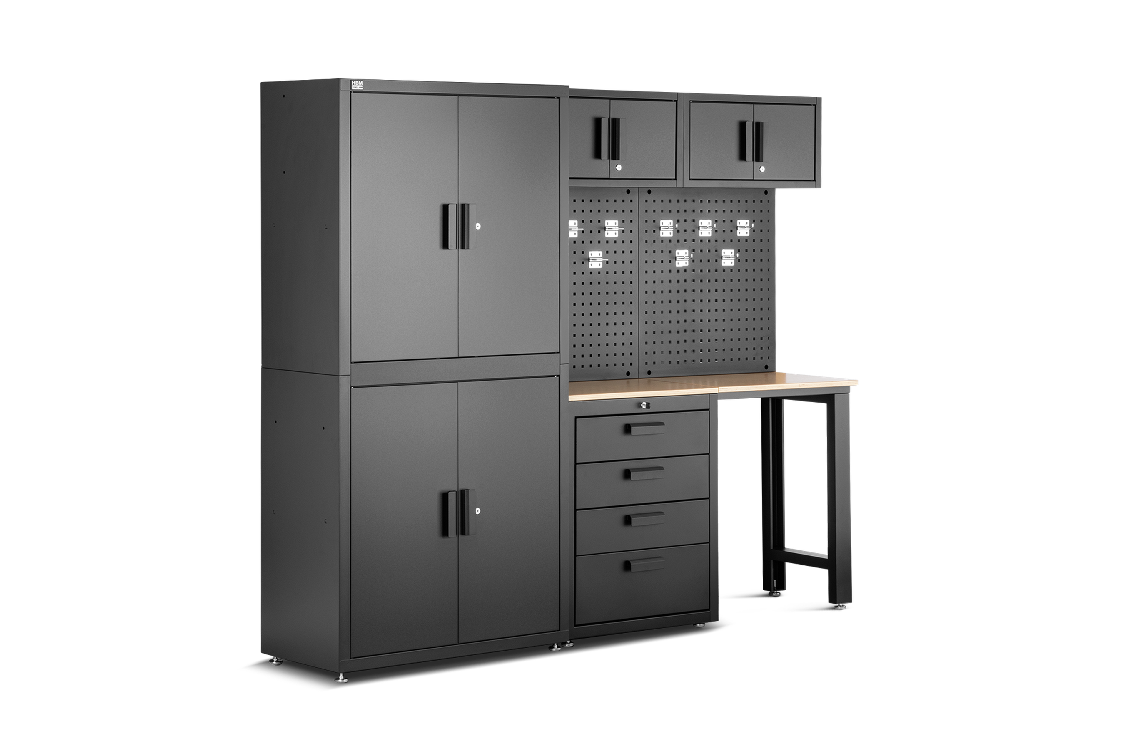 HBM Premium-Werkstattsystem, 8-teilig, Mattschwarz Image 3