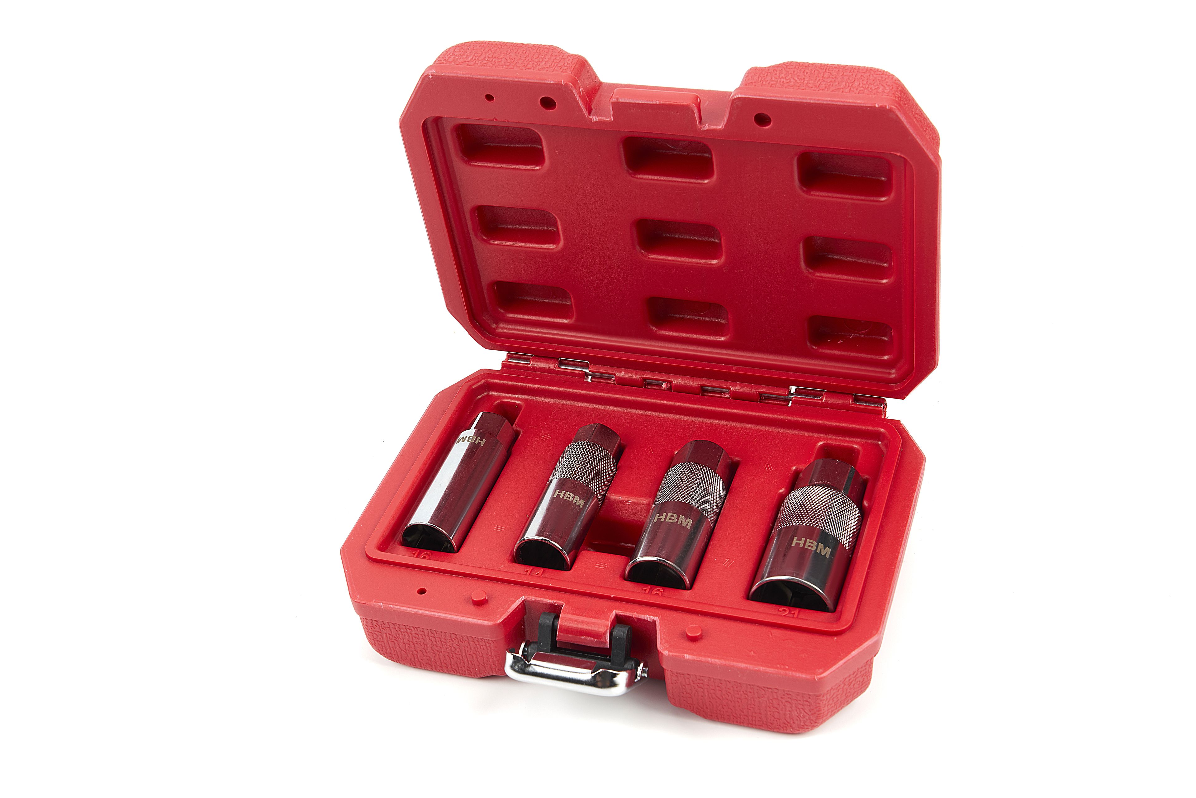 HBM 4 Delige 3/8 inch Bougiedoppenset