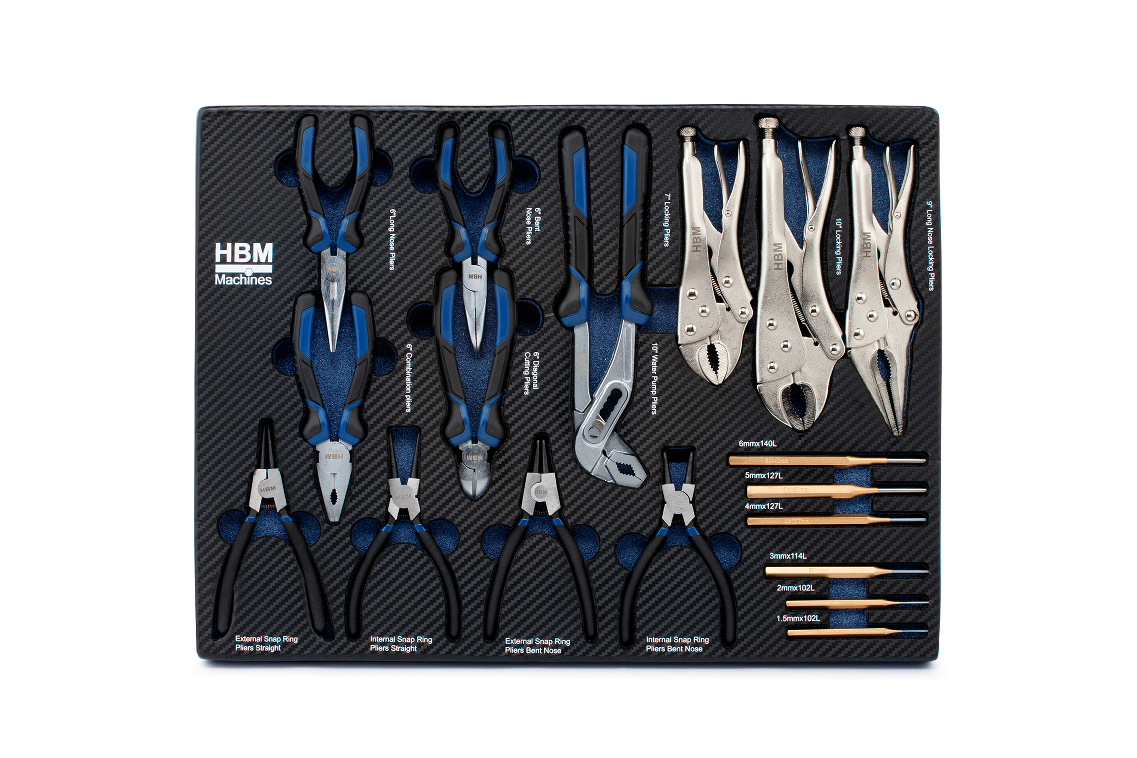 HBM inlay met tangenset, doorslagenset 17-delig