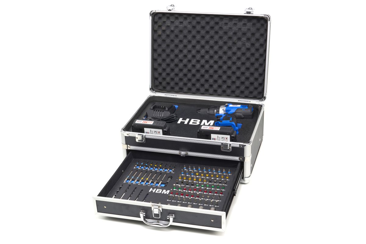 HBM Taladro a batería de 20V 2.0Ah con juego de 100 accesorios