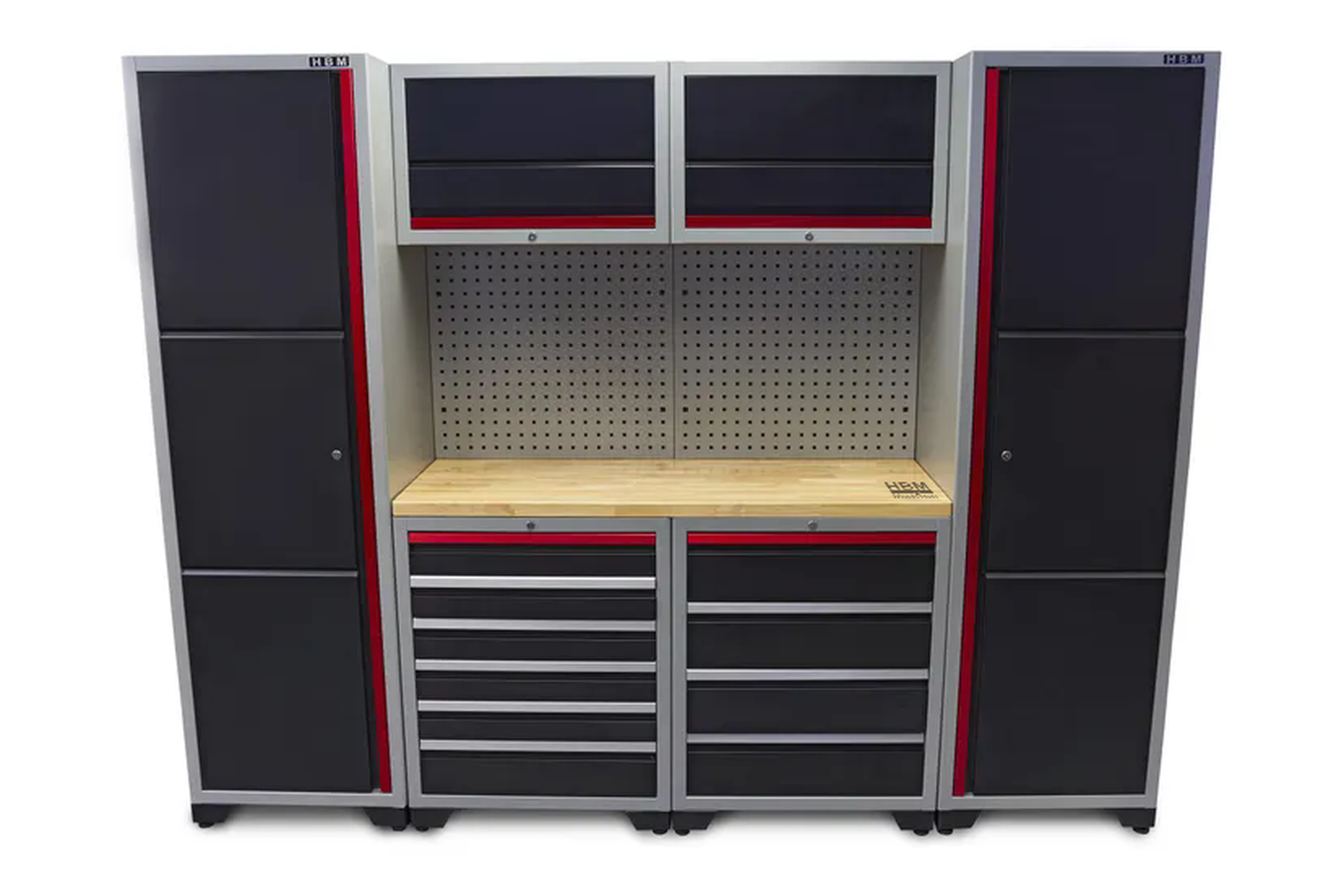 HBM professional deluxe modulair werkplaatssysteem, 9-delig, zwart rood Image 2