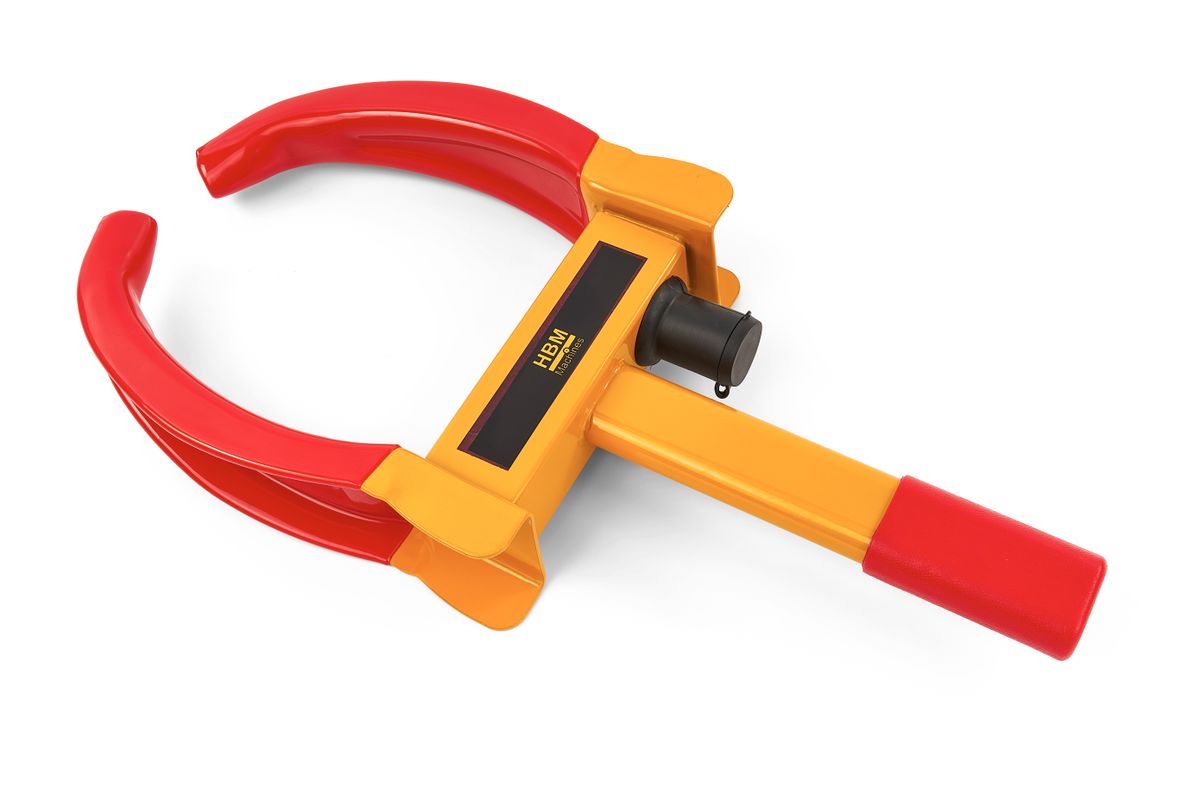 Abrazadera Universal HBM con Candado para Ruedas de 185 a 290 mm.