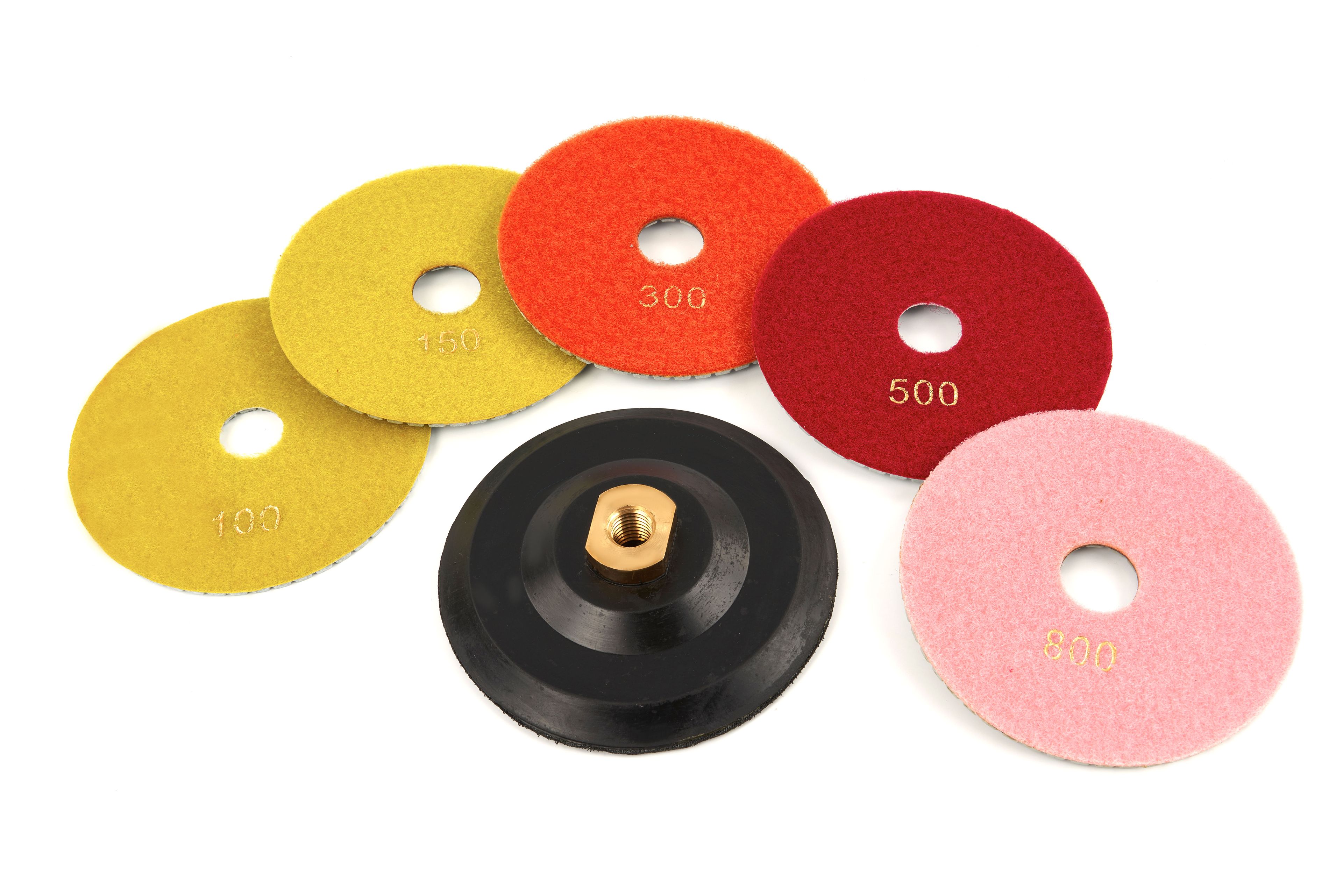 HBM 125 mm 6 Delige Diamant Polijstschijvenset Met M14 Opnamepad