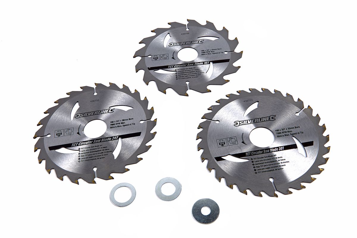 Silverline Lot de 3 lames de scie 180 mm