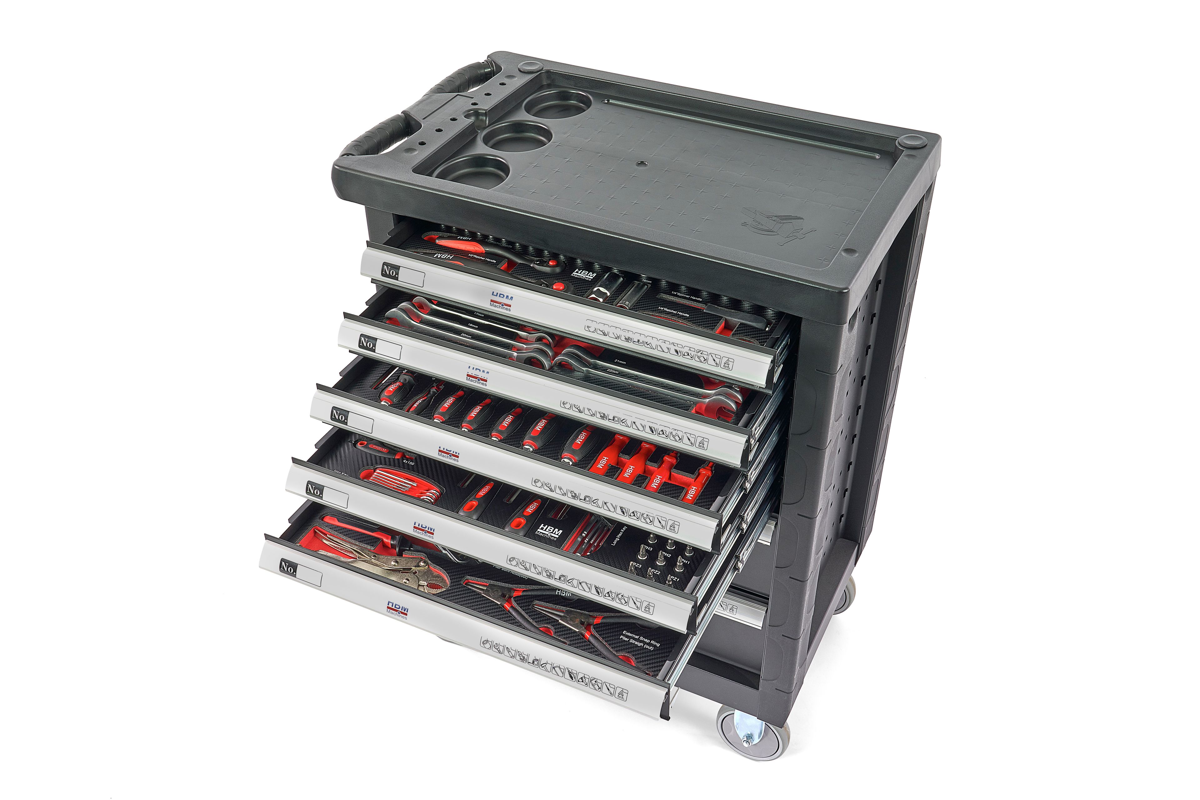 HBM carro de herramientas lleno 196 piezas, negro Image 4