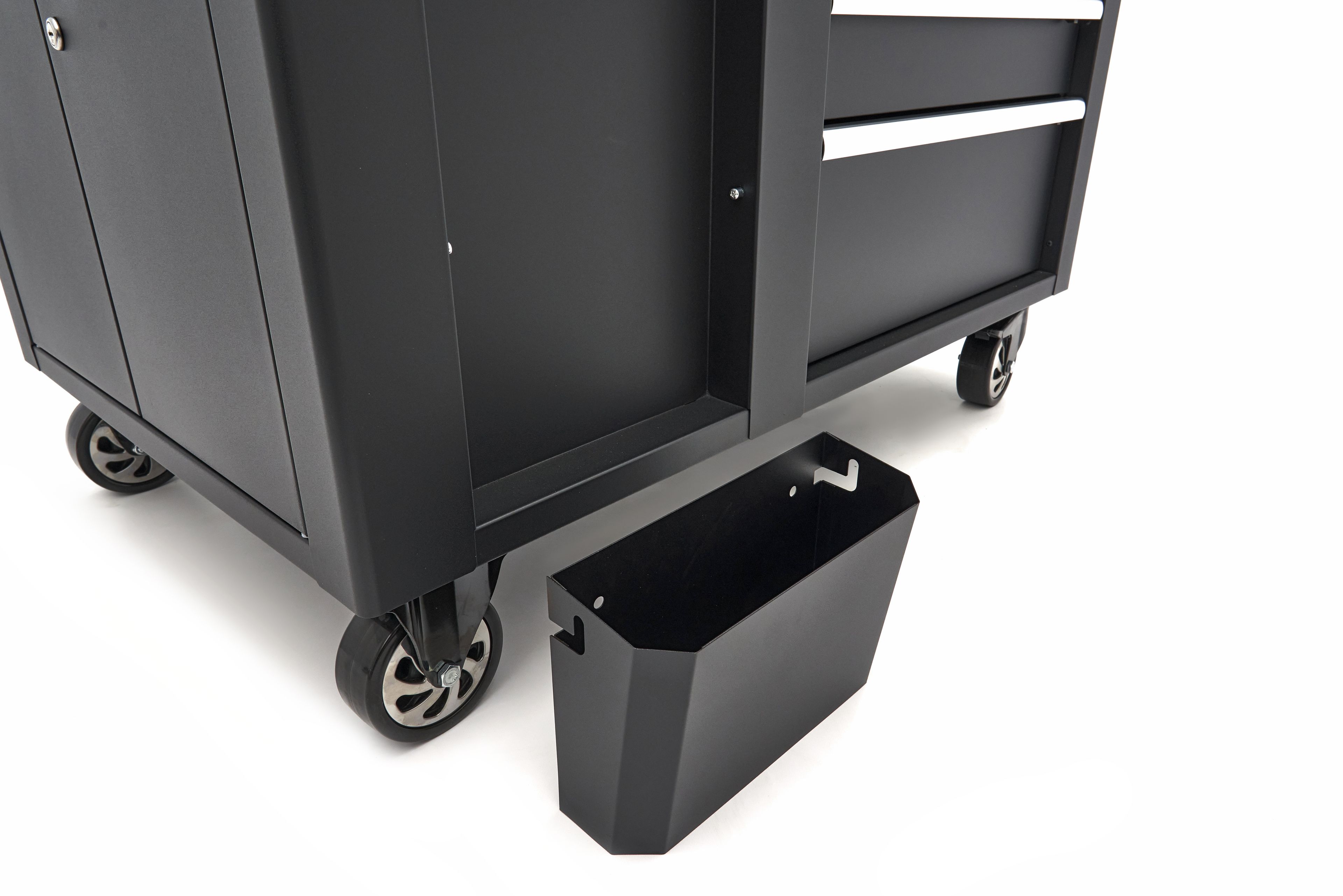 HBM verrijdbare gereedschapswagen, werkbank 114 cm met houten werkblad, zwart Image 9