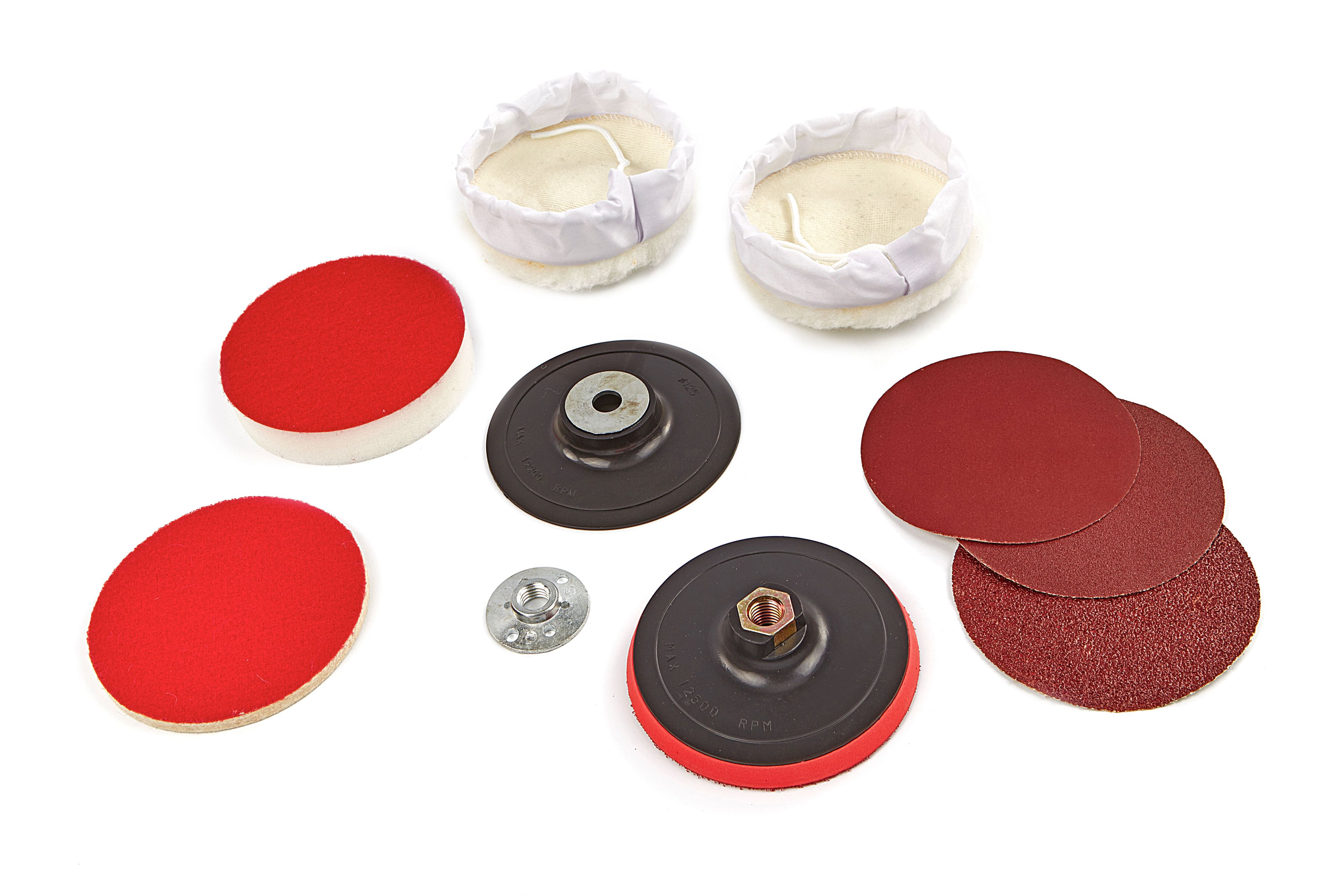 Set di levigatura, carteggiatura e lucidatura HBM da 9 pezzi per smerigliatrice angolare