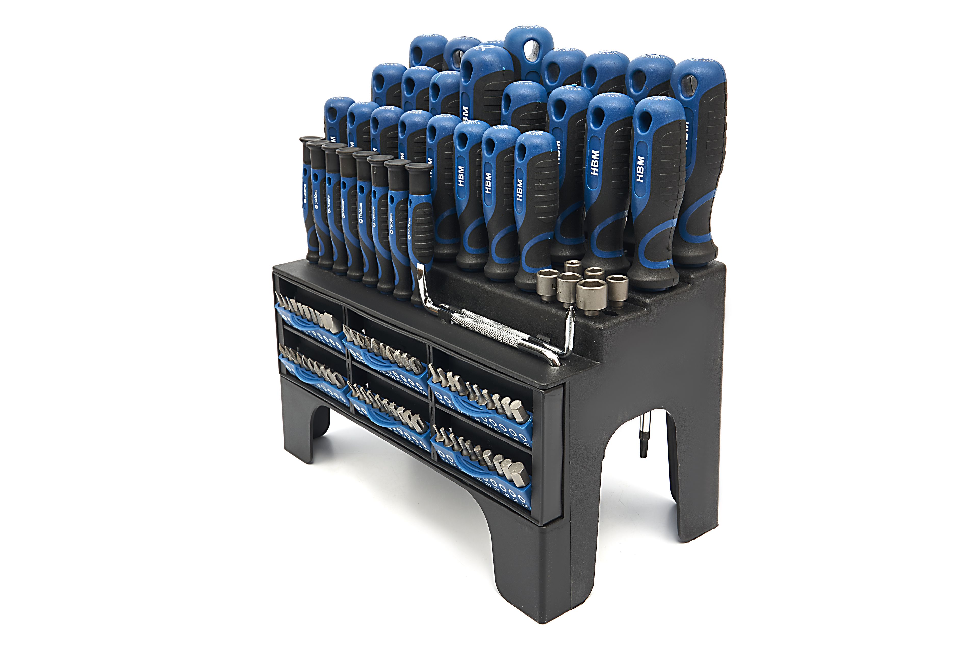 HBM soft grip schroevendraaier-, dopsleutel-, bitset 100-delig Image 2