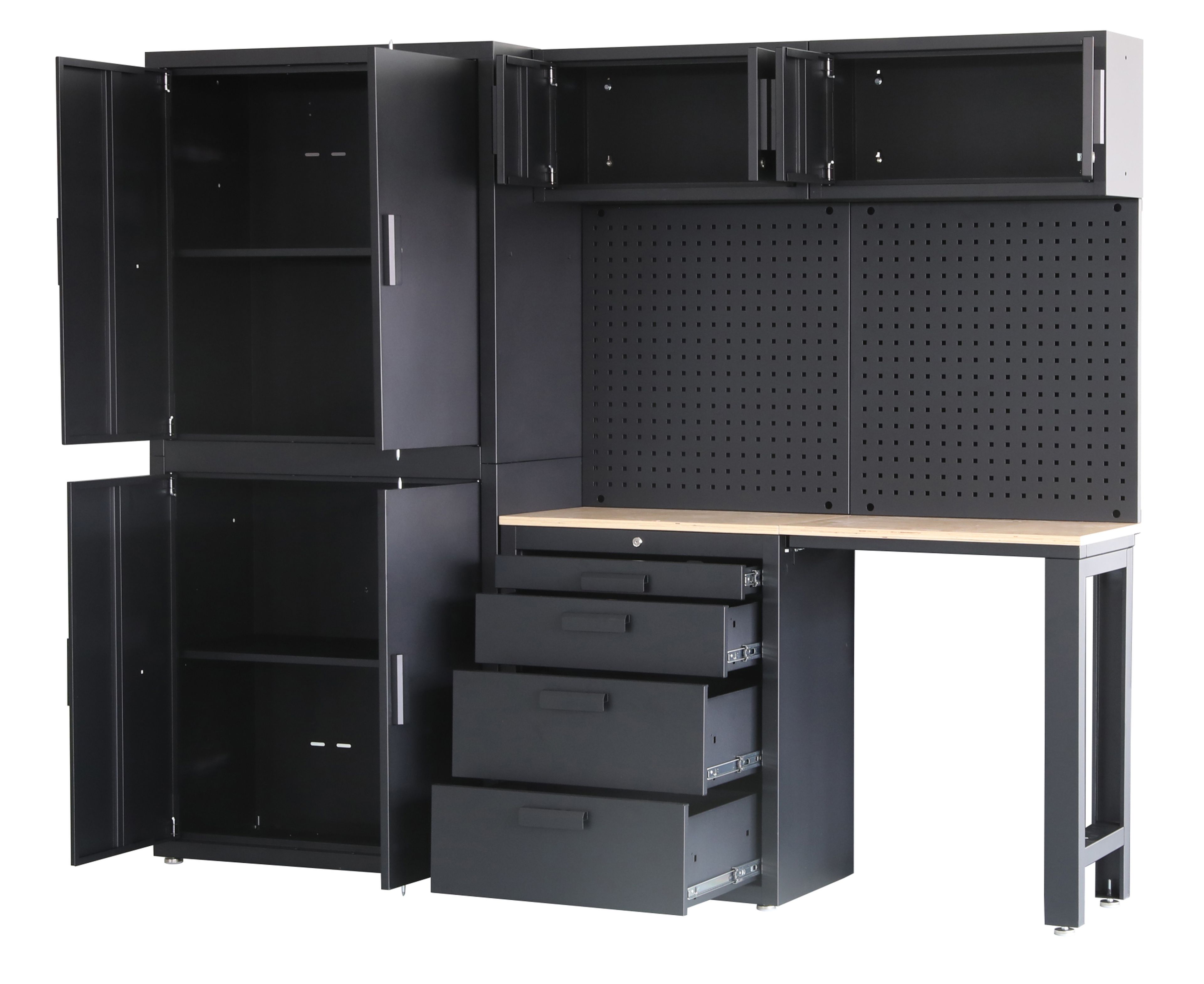 HBM premium werkplaatssysteem, 8-delig, mat zwart Image 4